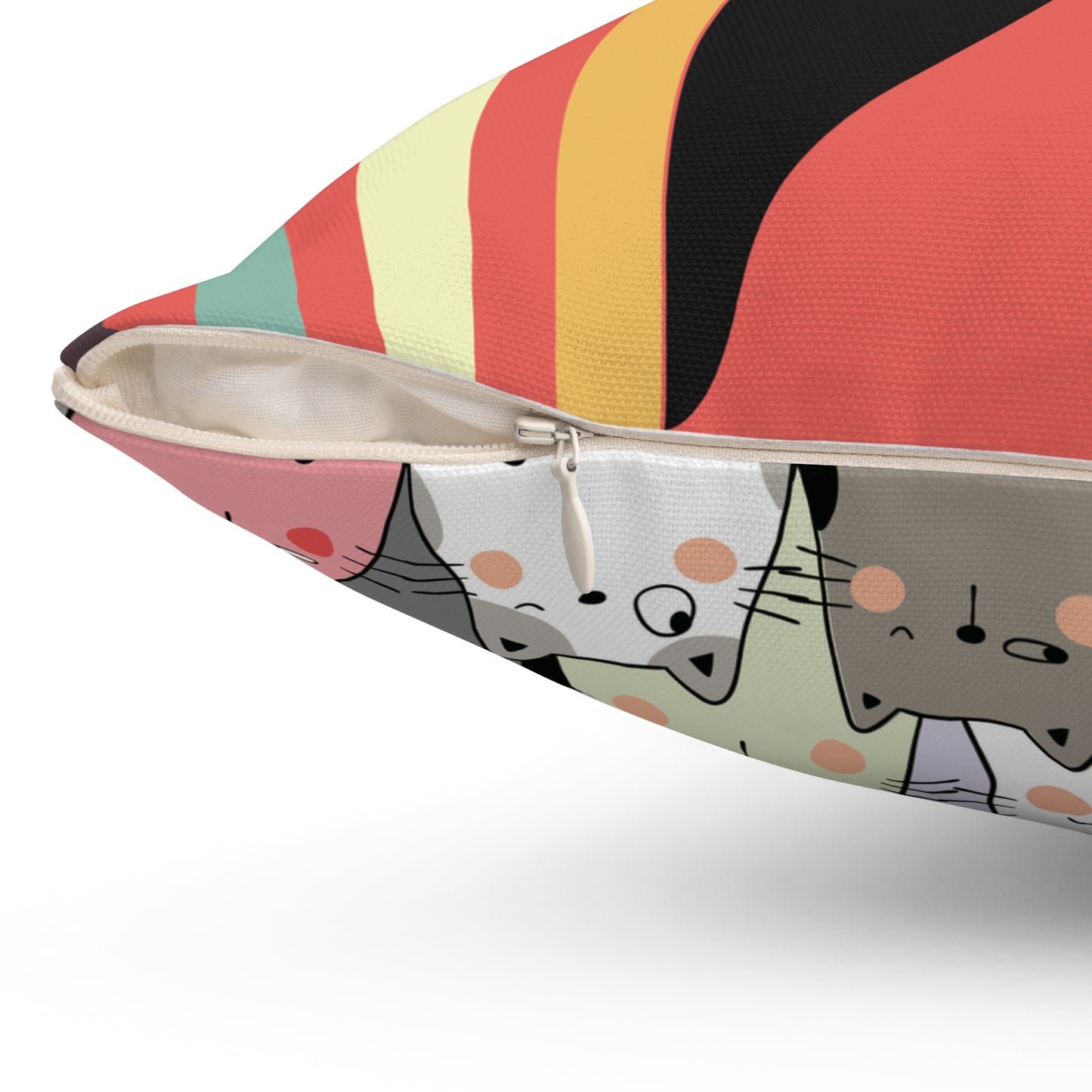 Watching You Cozy Cat-Themed Square Pillow, Cute Cat Decor, Home Accent, Pet Lover Gift, Cat Lover Gift, Colorful Throw Pillow