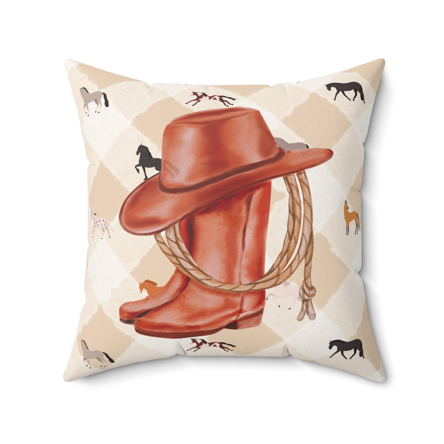 Rustic Cowgirl Square Accent Throw Pillow, Equestrian Decor, Western Home Accent, Horse Lover Gift, Farmhouse Cushion, Country Style Pillow