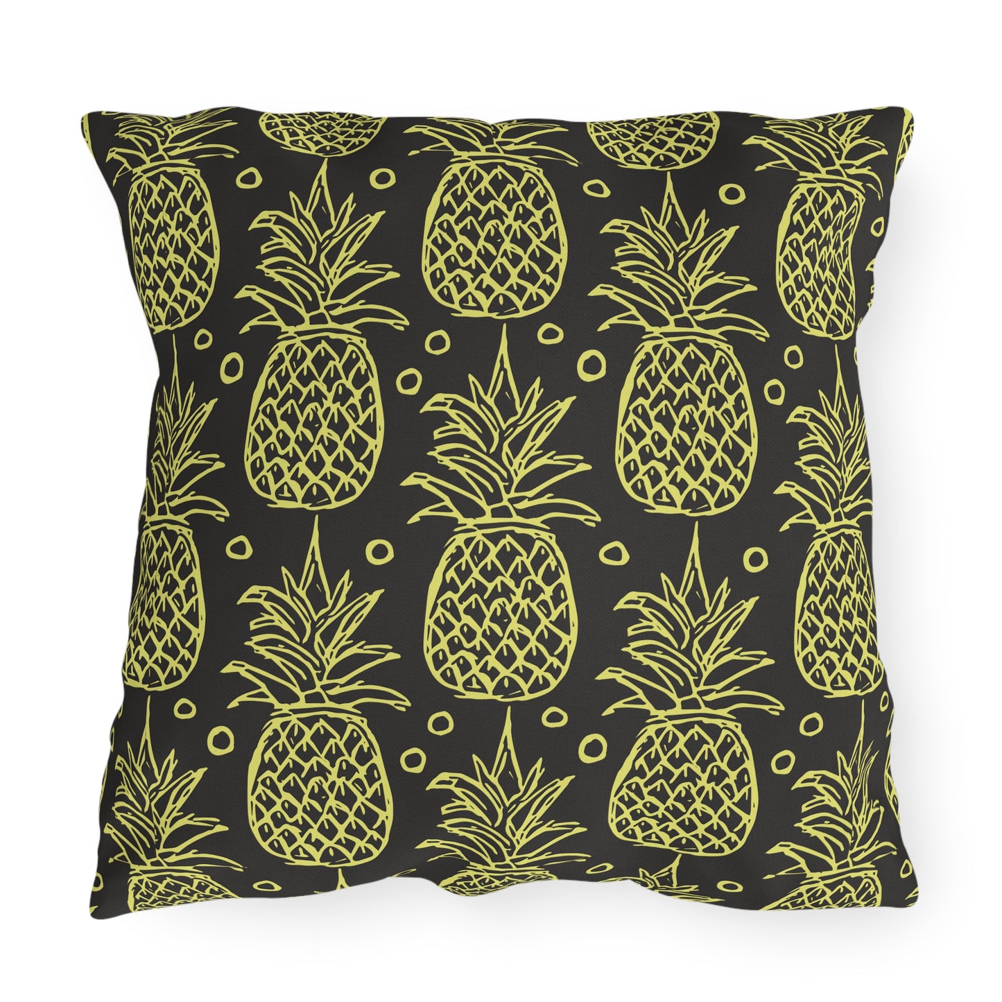 Outdoor Pillow - Tropical Welcome Pineapple Bright Yellow Summer Decor Design