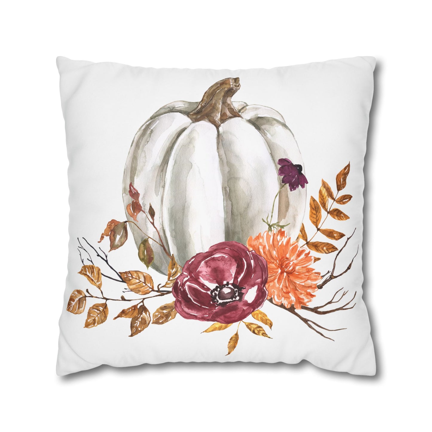 Autumn Floral Pumpkin Pillowcase - Cozy Home Decor for Fall, Harvest, Thanksgiving, Seasonal Cushion Cover, Gift for Her