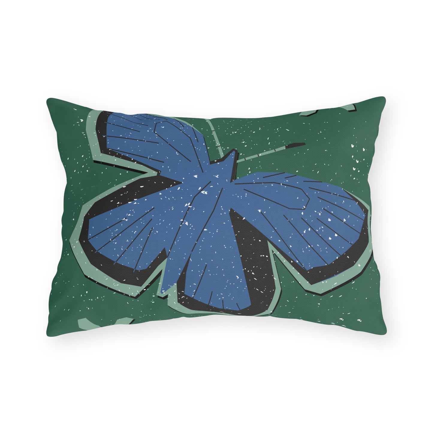 Outdoor Pillow - Blue Butterfly Rustic Matisse Inspired Back Design