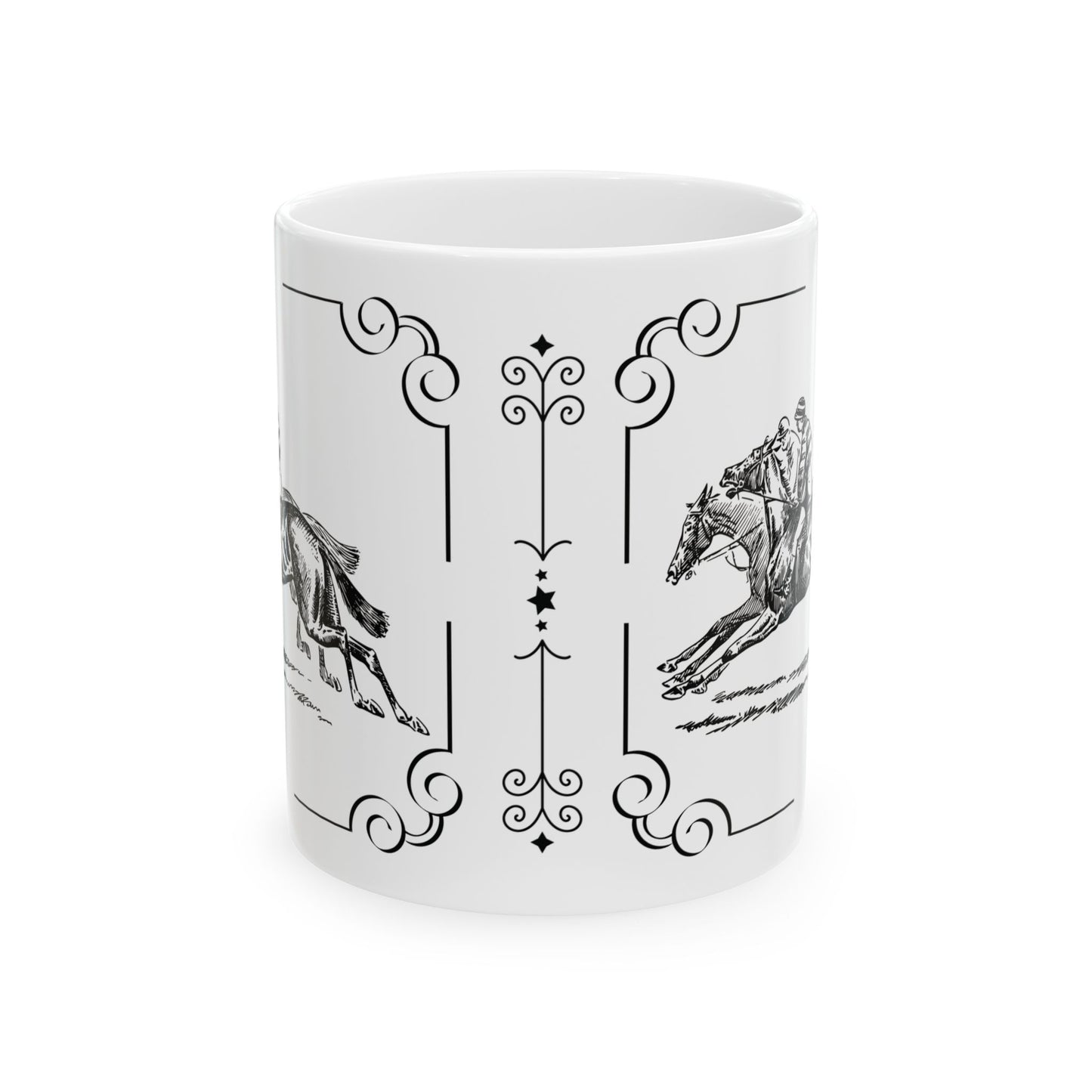 Elegant Equestrian Ceramic Mug, Horse Lover Gift, Stylish Drinkware, Unique Coffee Cup, Perfect for Home or Office