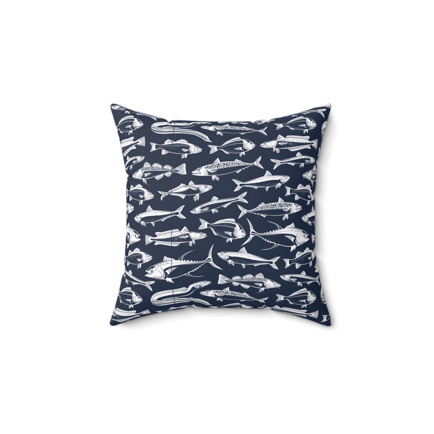 Nautical Cross Design & Fish Pattern on Back Side - Beach Lover Decorative Cushion
