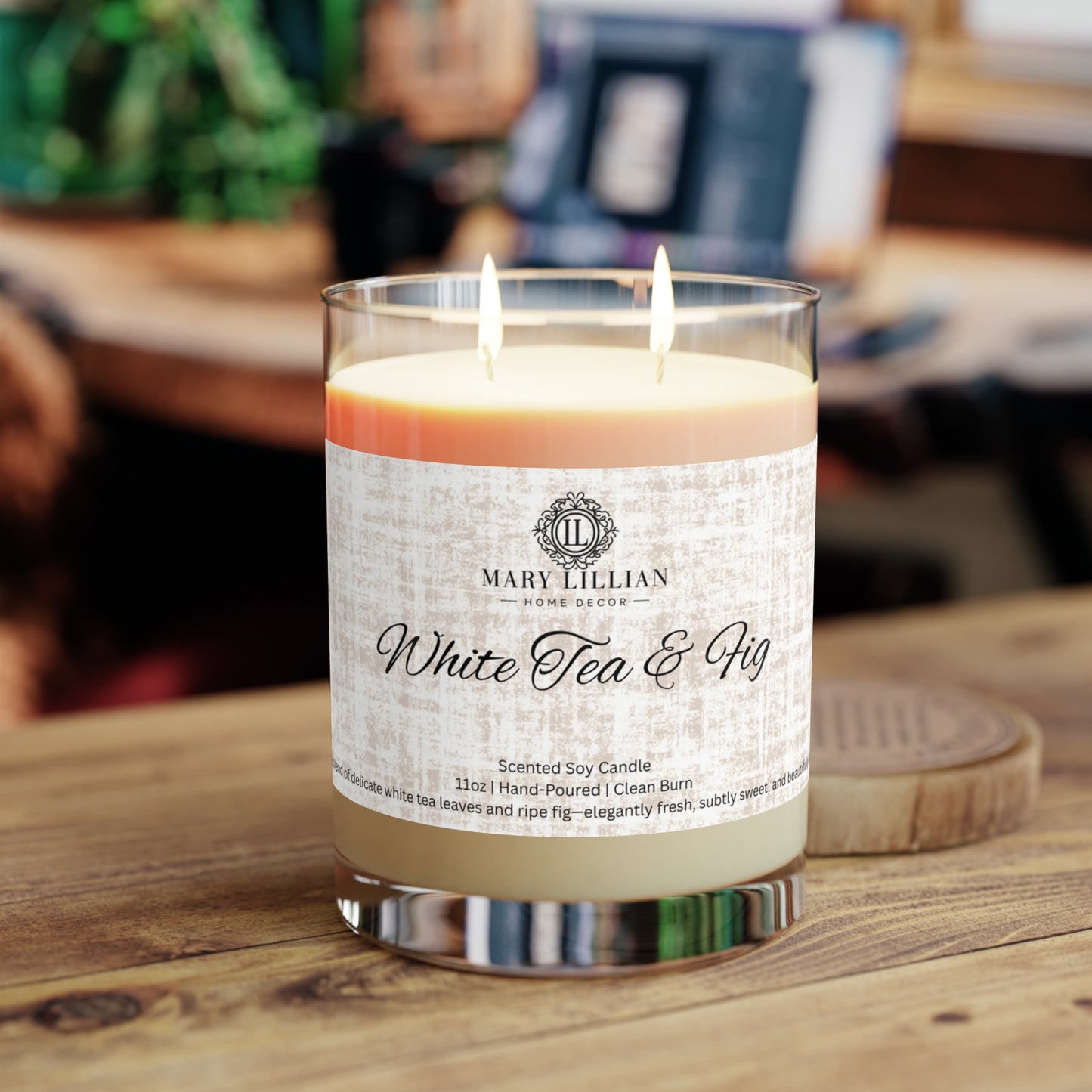 White Tea & Fig, 11oz Hand-Poured Soy Candle - Scented Candle