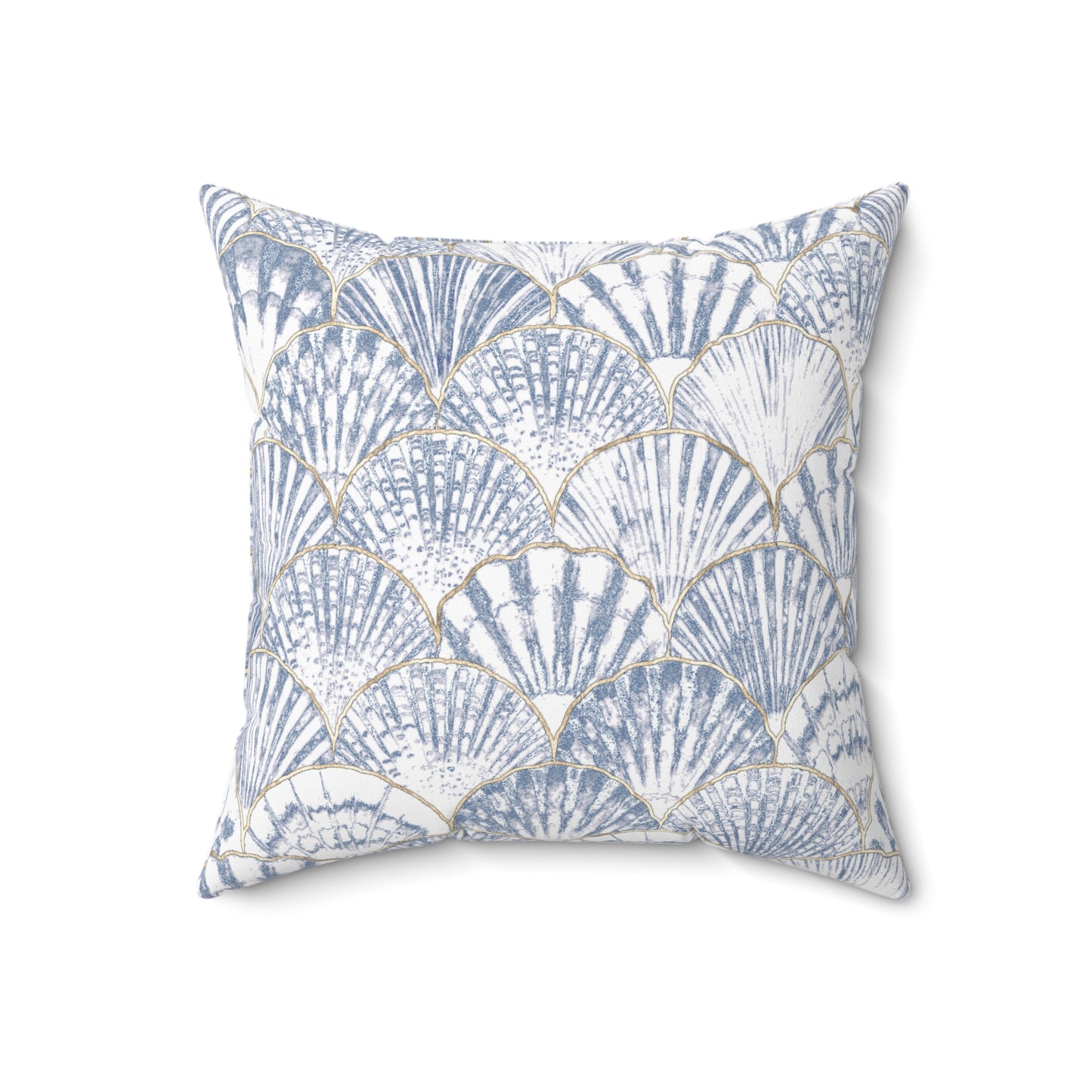 Ocean-Inspired Square Pillow, Coastal Decor, Nautical Living Room Cushion, Shell Pattern Pillow, Beach House Accent