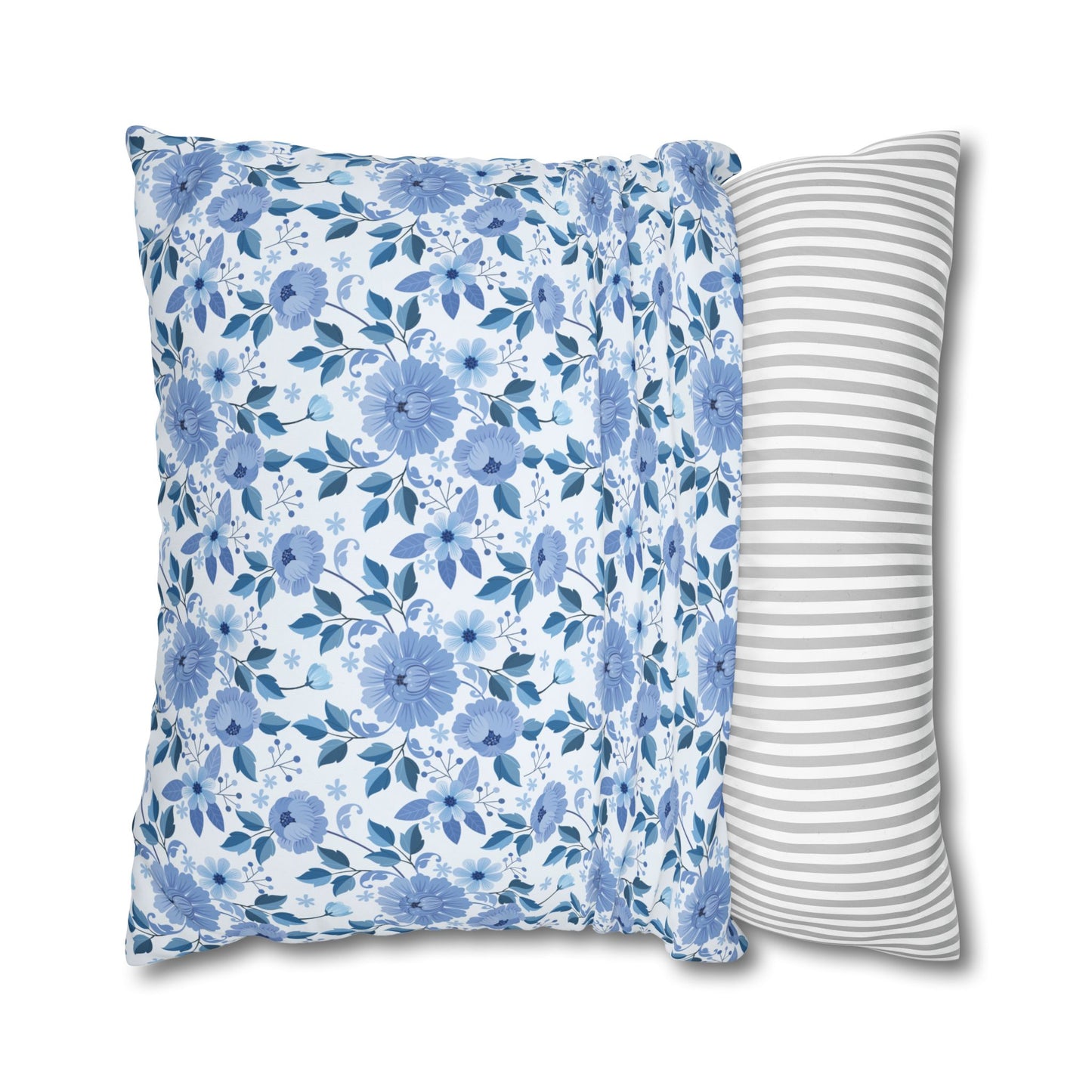 Floral Print Throw Pillowcase, Cozy Home Decor, Gift for Her, Accent Cushions, Living Room Comfort, Wedding Gift, Blue Flower Cushion