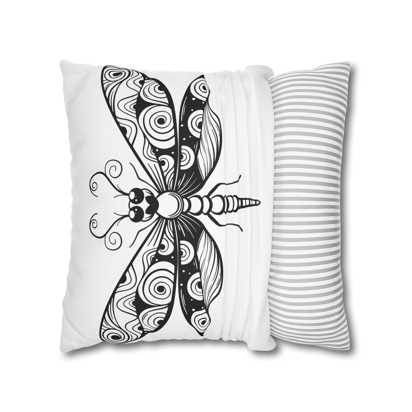 Boho Black and White Butterfly Pillowcase - Decorative Throw Pillow Cover, Home Decor, Gift for Nature Lovers, Modern Cushion, Cozy Vibe