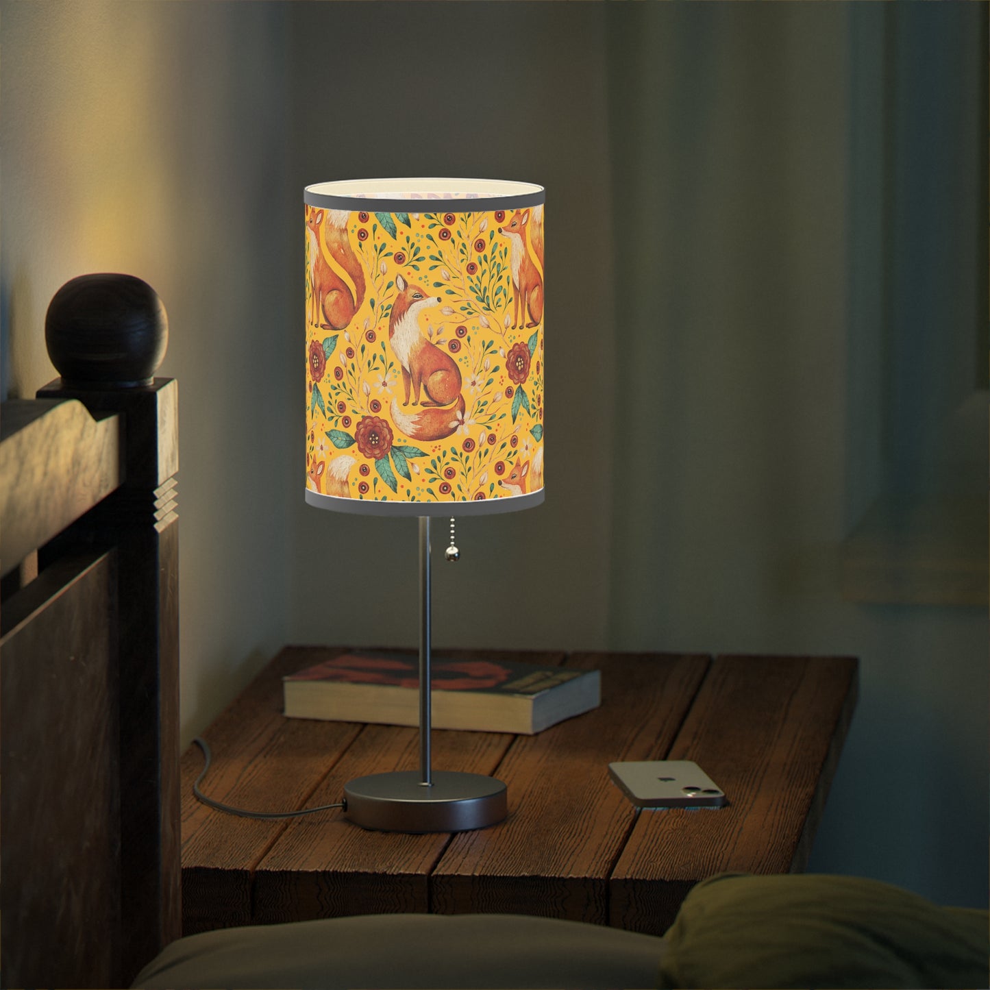 Whimsical Fox Floral Table Lamp - Stylish Decorative Lighting for Cozy Spaces - Yellow