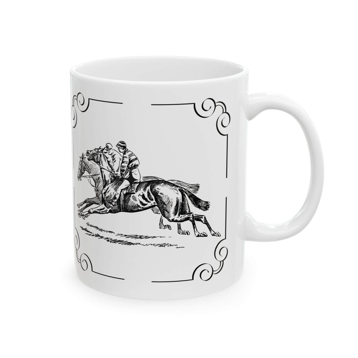 Elegant Equestrian Ceramic Mug, Horse Lover Gift, Stylish Drinkware, Unique Coffee Cup, Perfect for Home or Office