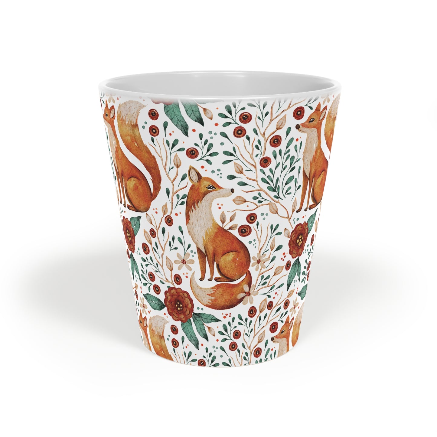 Whimsical Fox Latte Mug - 12oz Floral Design for Cozy Mornings