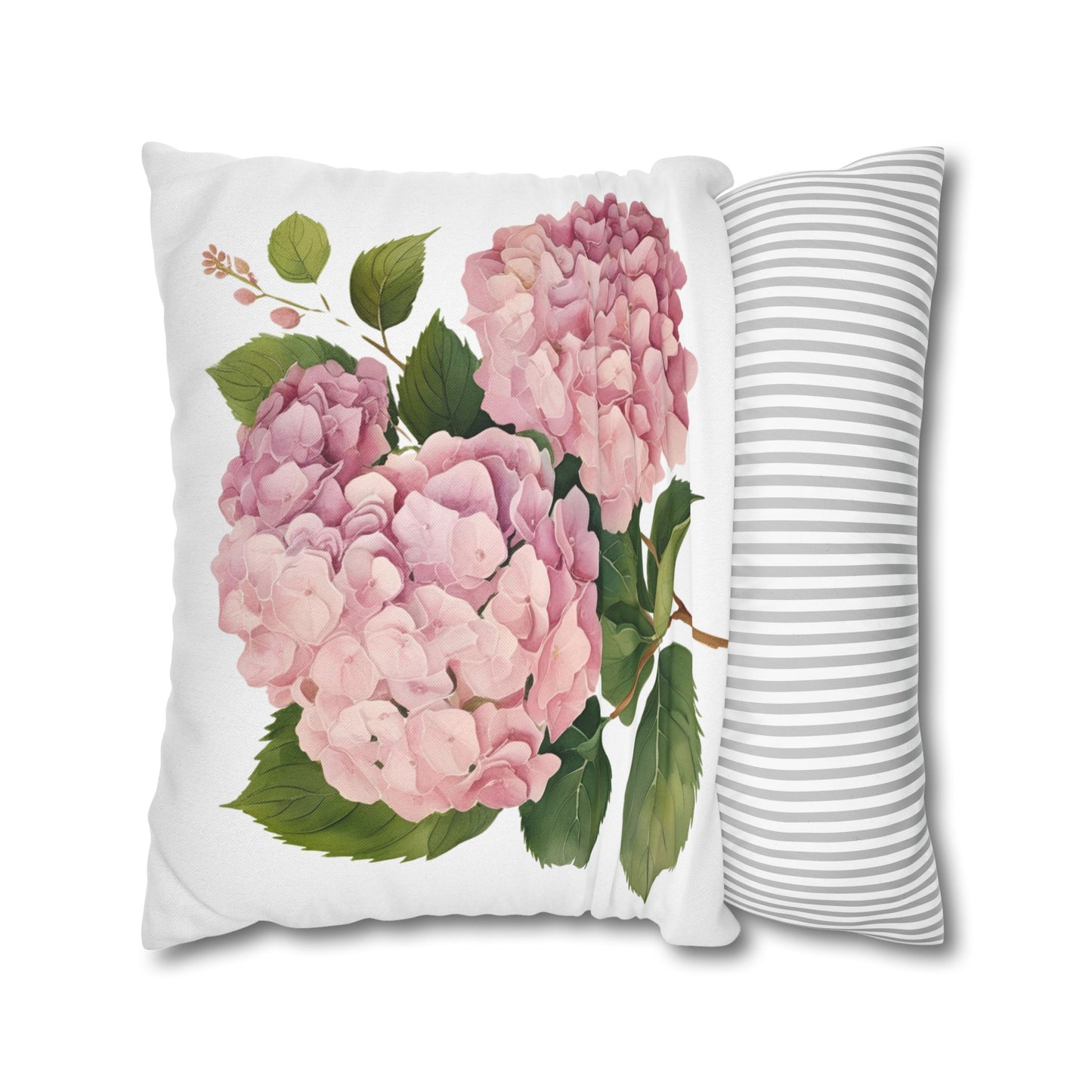 Tri Blushing Pink Floral Hydrangea Square Pillowcase - Cozy Home Decor