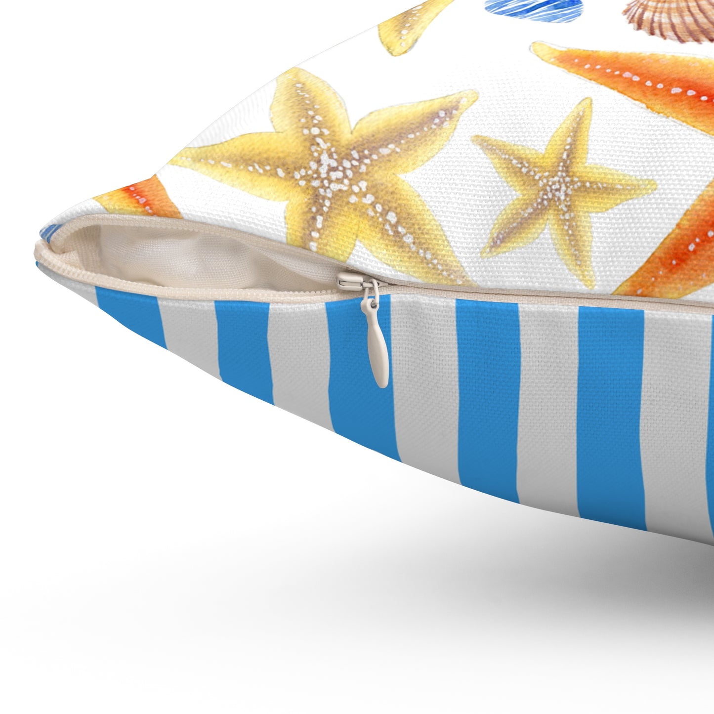 Coastal Decorative Pillow with Starfish & Stripes