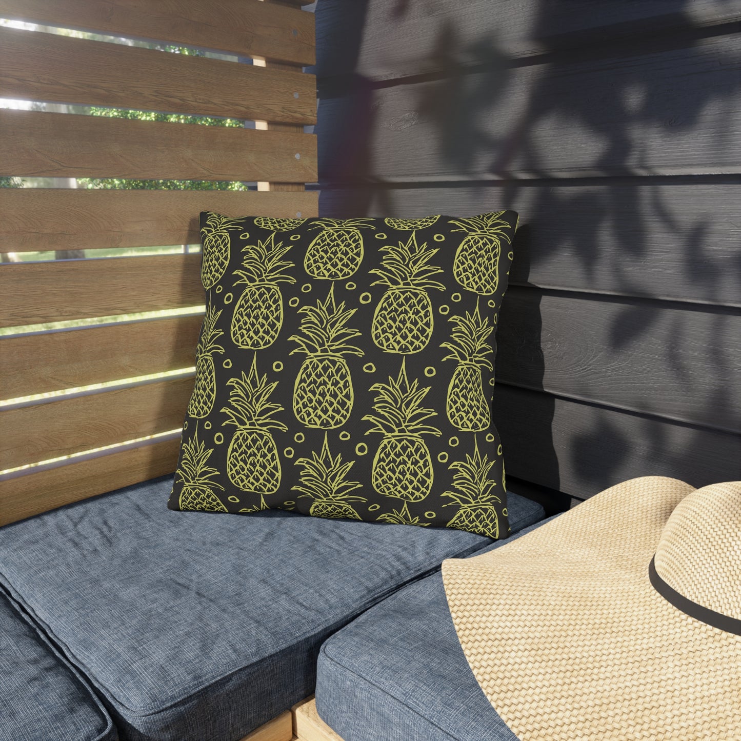 Outdoor Pillow - Tropical Welcome Pineapple Bright Yellow Summer Decor Design