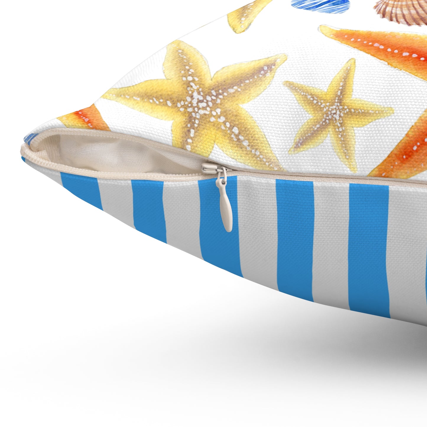 Coastal Decorative Pillow with Starfish & Stripes