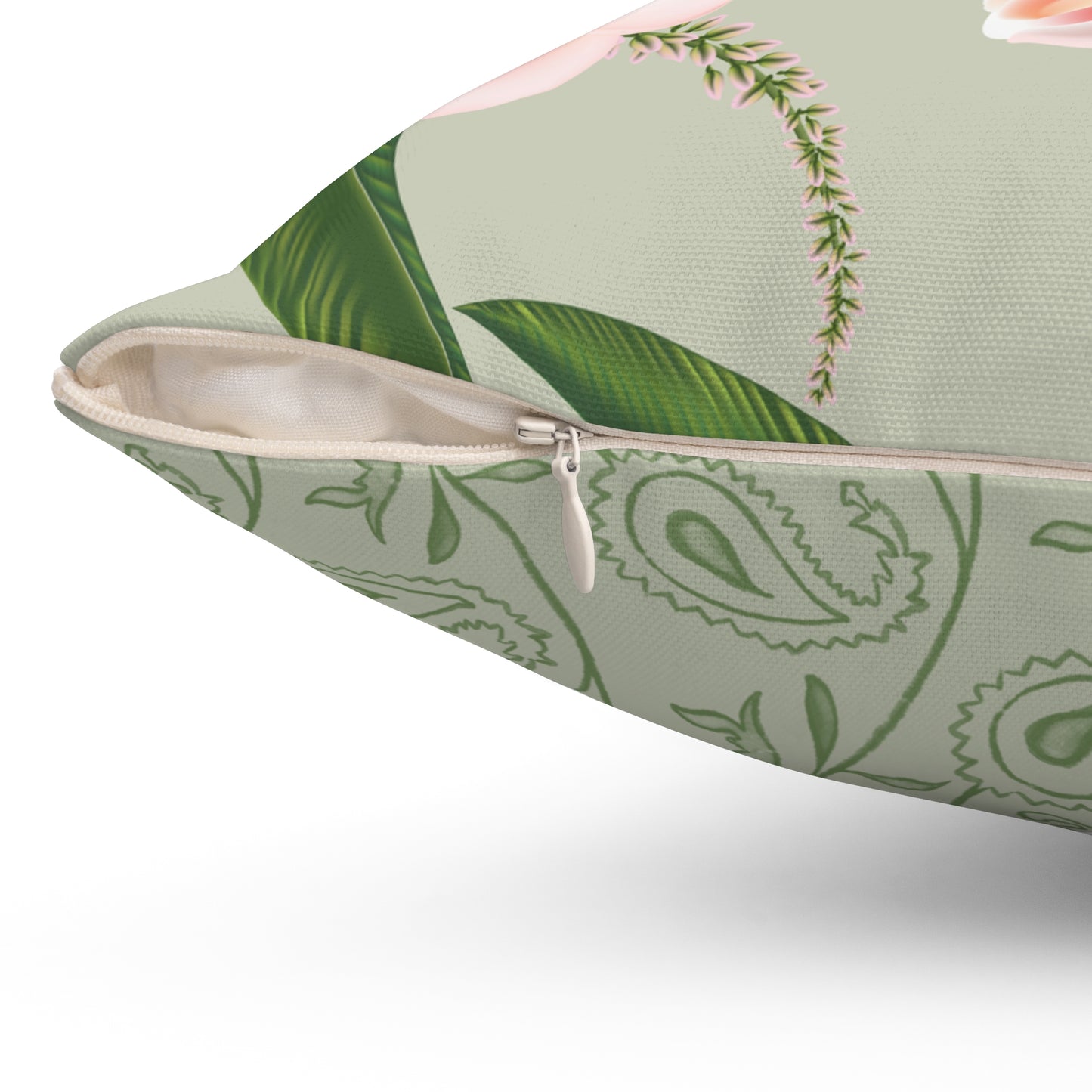 Square Throw Accent Pillow Classic Blushing Orchids & Paisley Design