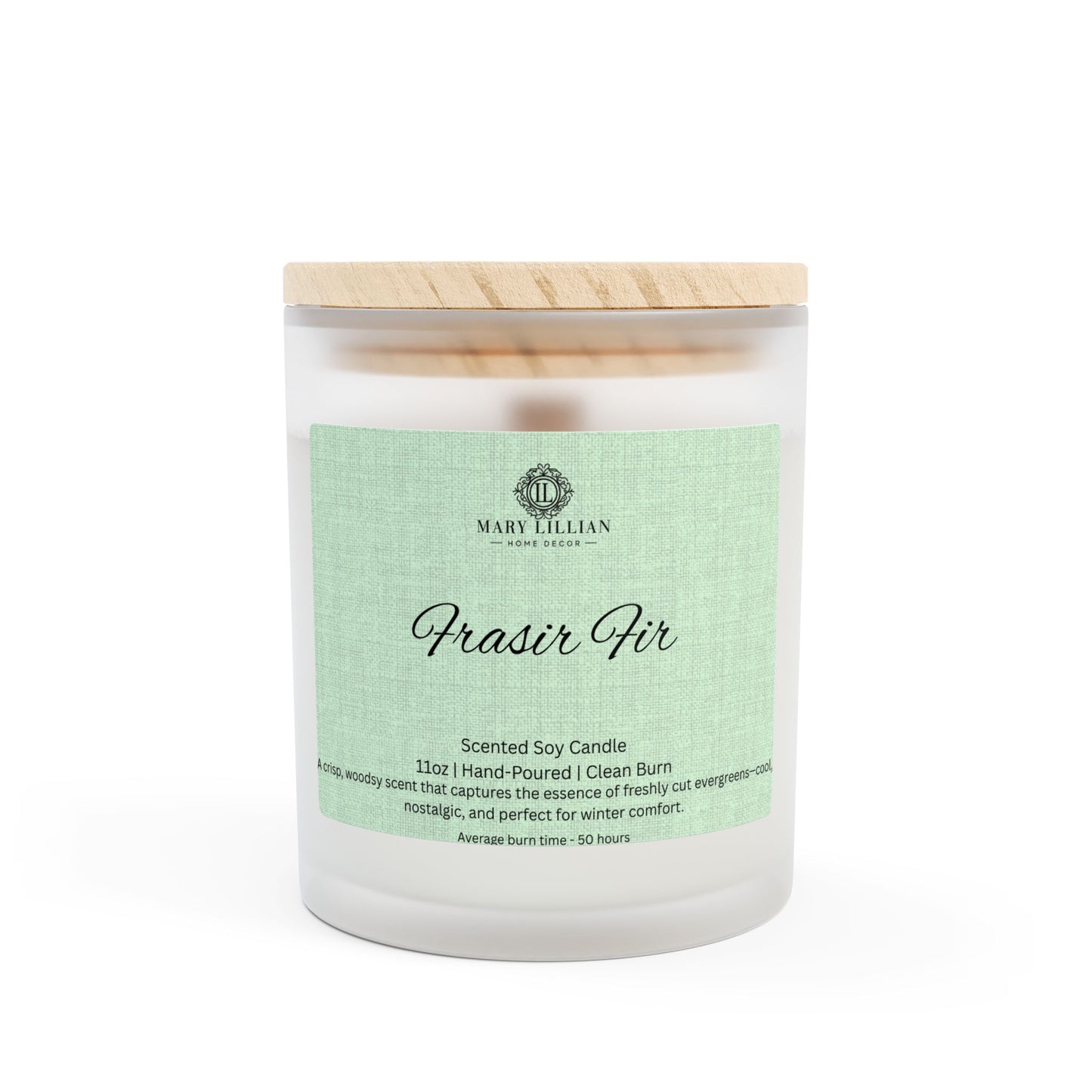 Scented Candle Frosted Glass 11oz - Frasir Fir Woodsy Winter Comfort