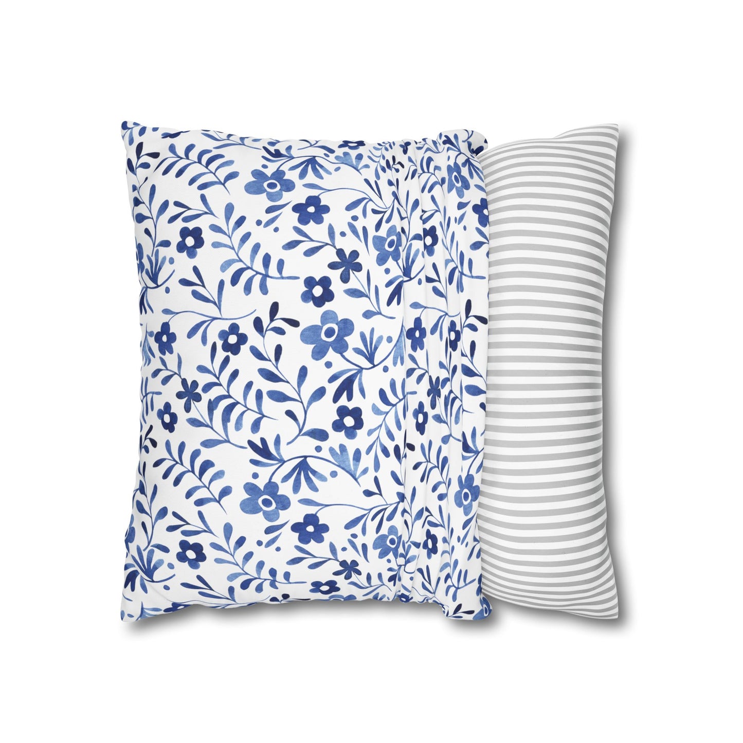 Floral Design Pillowcase - Cozy Home Decor, Decorative Cushion Cover, Blue & White Cushion, Gift for Homeowners, Floral Pillow