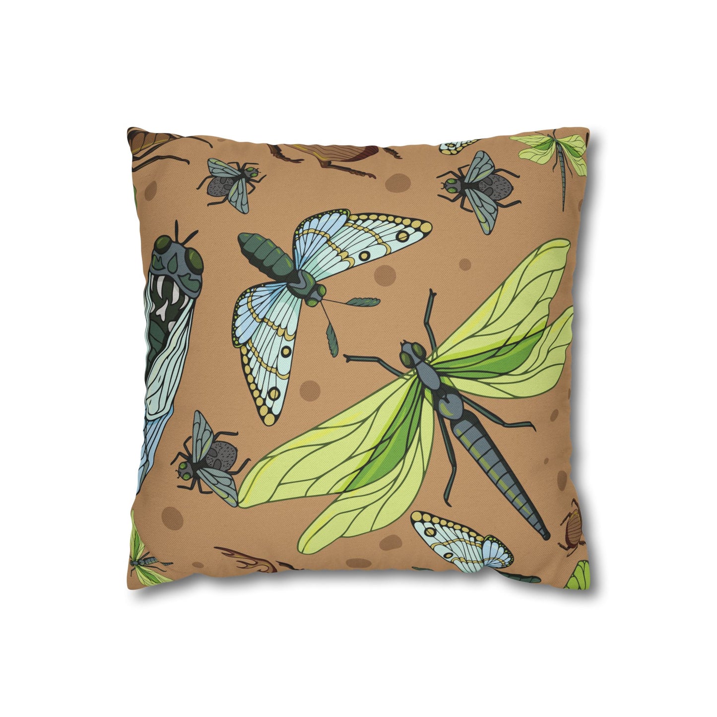 Nature-Inspired Dragonfly and Friends in Earthy Colors Decorative Pillowcase