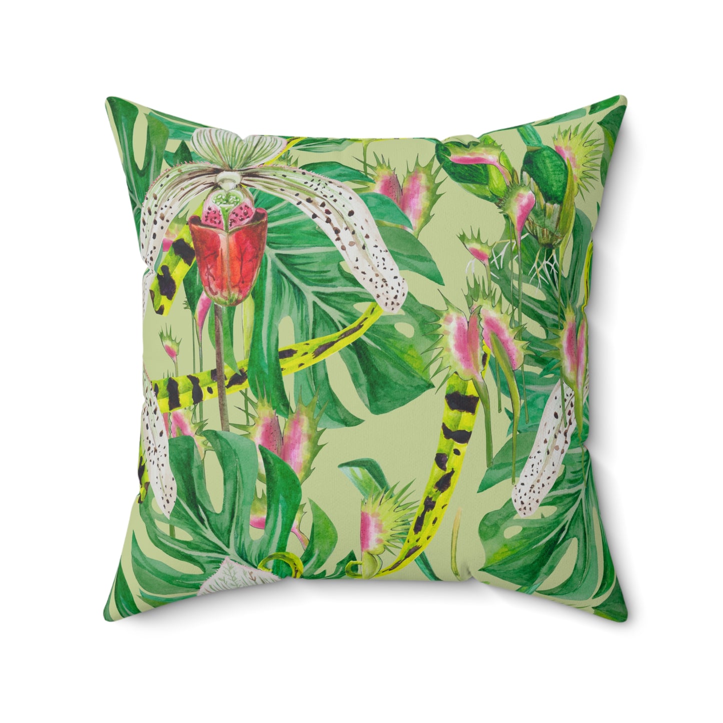 Tropical Botanical Pillow, Home Decor Accent, Jungle Vibes Cushion, Nature Themed Gift, Summer Pillow for Living Room