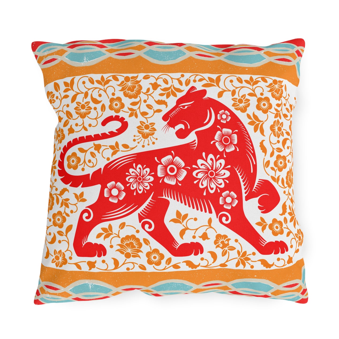 Outdoor Pillows - Vibrant Tribal Tiger Design