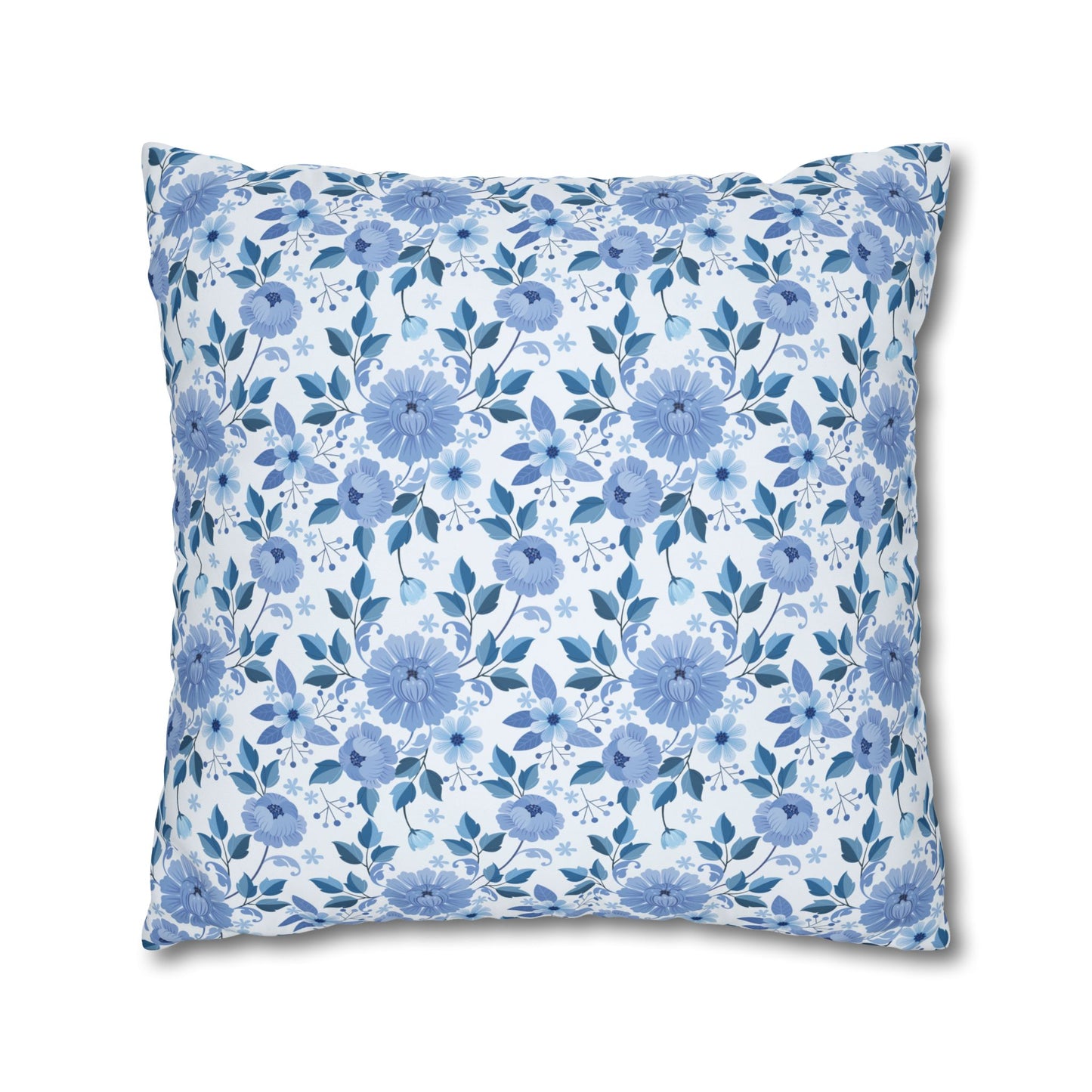 Floral Print Throw Pillowcase, Cozy Home Decor, Gift for Her, Accent Cushions, Living Room Comfort, Wedding Gift, Blue Flower Cushion