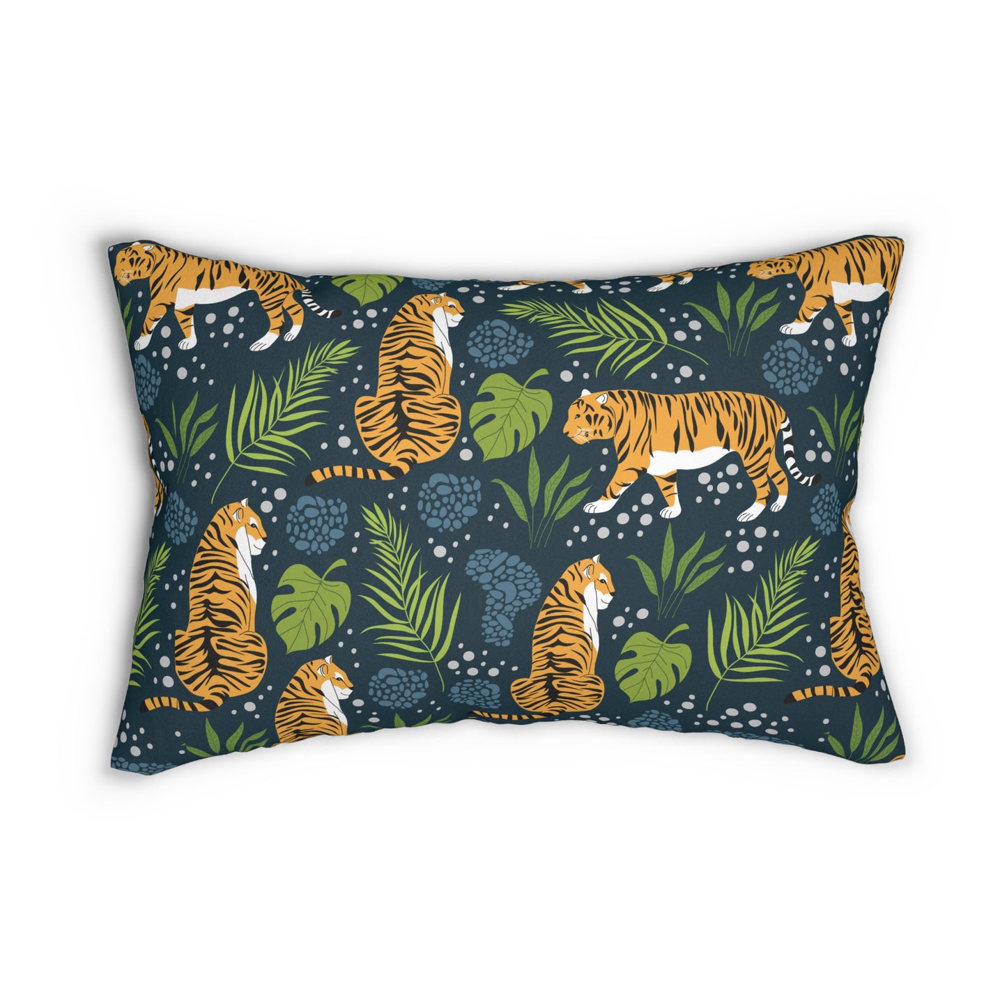 Tropical Tiger Animal Print Lumbar Pillow, Jungle Decor, Boho Cushion, Safari Home Accent, Gift for Nature Lovers
