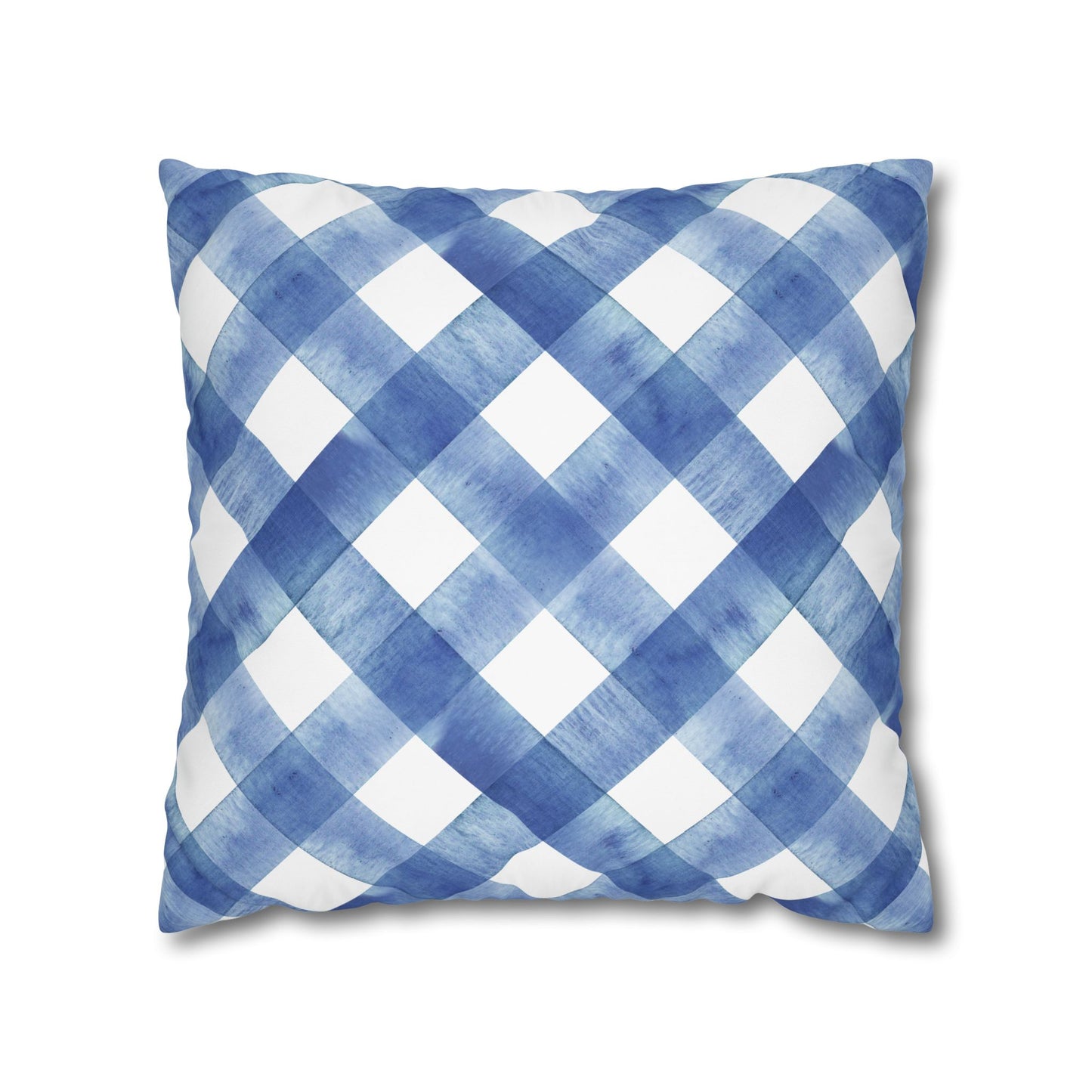 Blue Plaid Poly Canvas Pillowcase, Cozy Home Decor, Farmhouse Cushion, Throw Pillow Cover, Gift for Homeowners