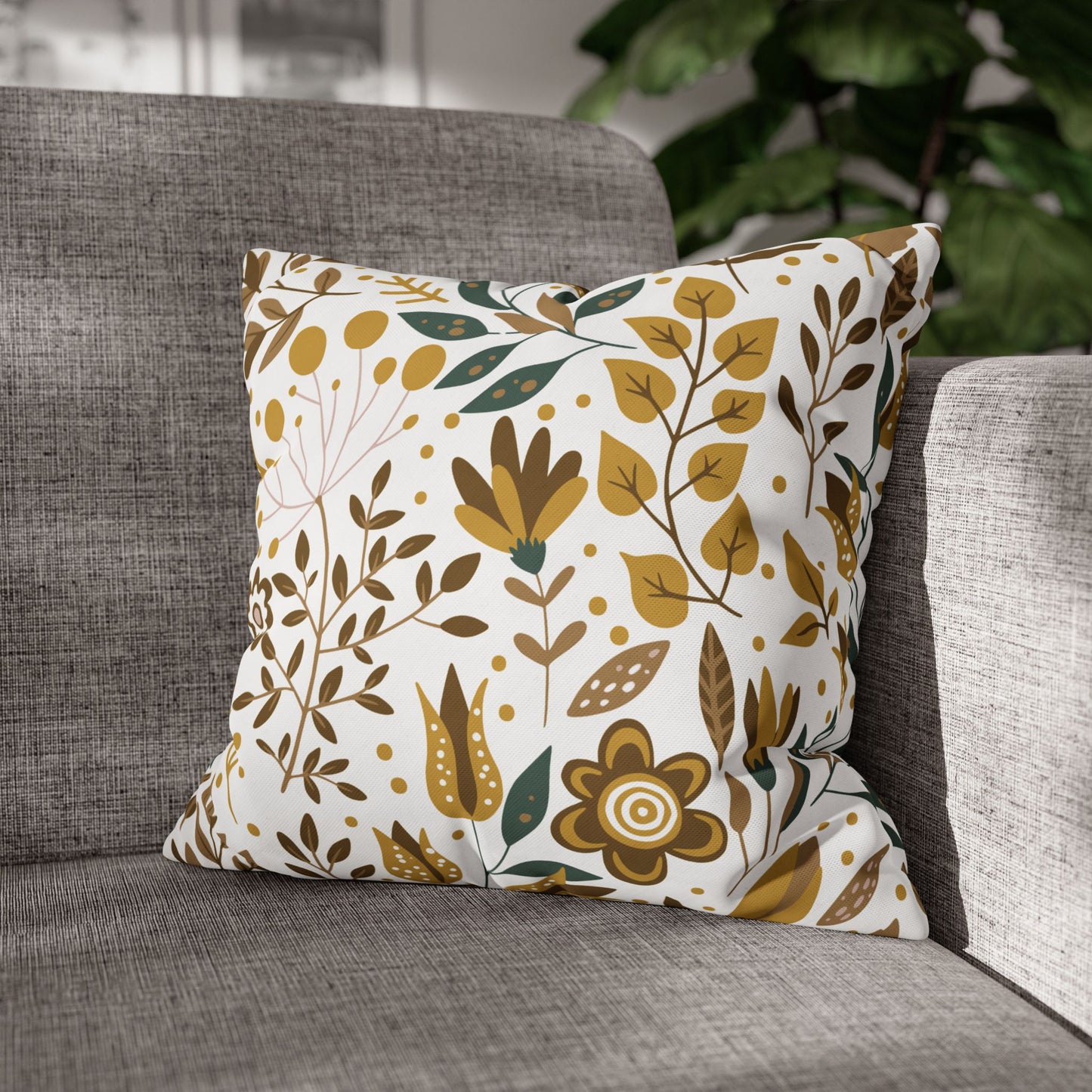 Boho Floral Pillowcase, Decorative Cushion Cover, Home Decor, Gift for Her, Cozy Living Room Accent, Nature Inspired Design