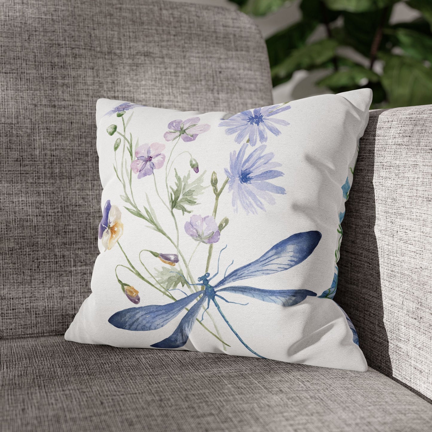 Floral Dragonfly Decorative Pillowcase | Home Décor, Gifts for Her, Couch Cushion Cover, Spring/Summer Accent, Nature Lover's Gift