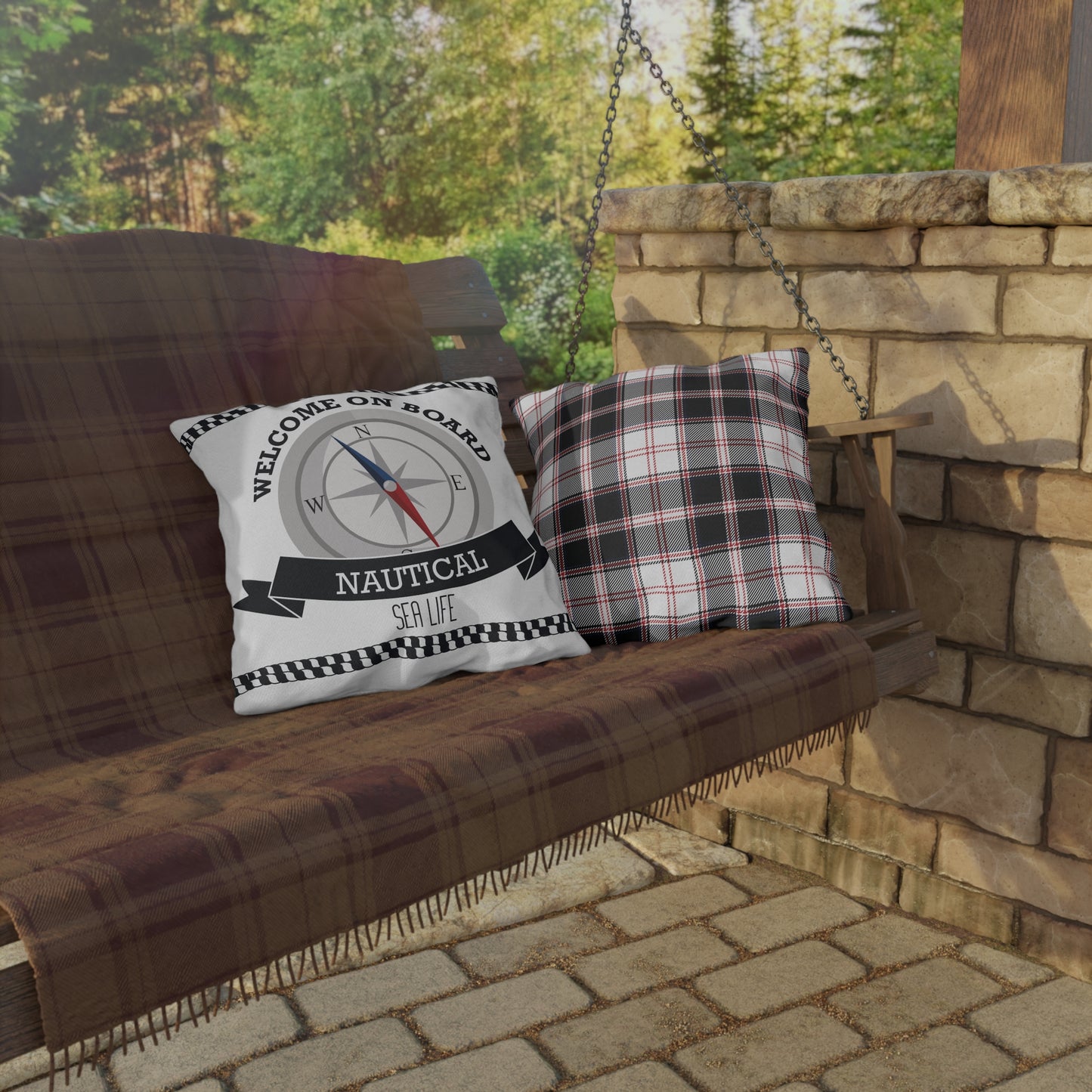 Outdoor Pillows - Welcome On Board Nautical Design