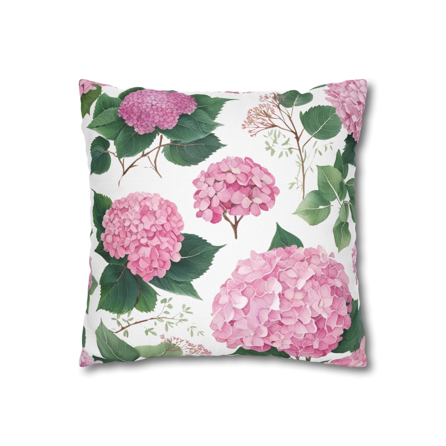Blushing Hydrangeas – Pink Floral Square Pillowcase