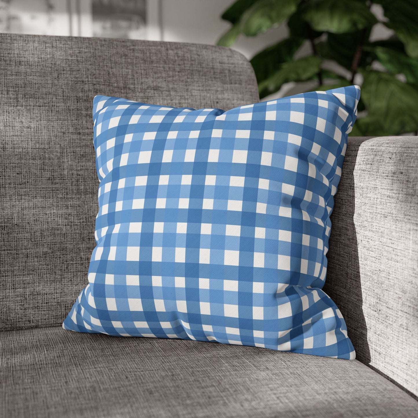 Charming Blue Gingham Pillowcase - Cozy Home Decor, Rustic Cabin Accent, Seasonal Gift, Living Room Accessory, Farmhouse Decor
