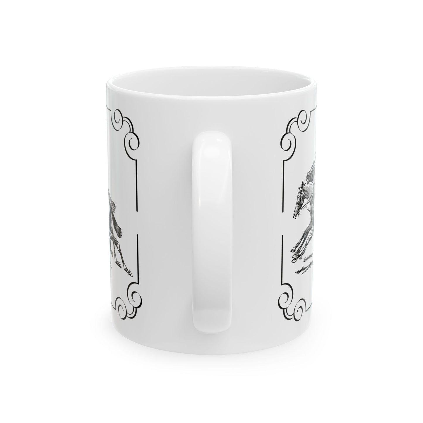 Elegant Equestrian Ceramic Mug, Horse Lover Gift, Stylish Drinkware, Unique Coffee Cup, Perfect for Home or Office
