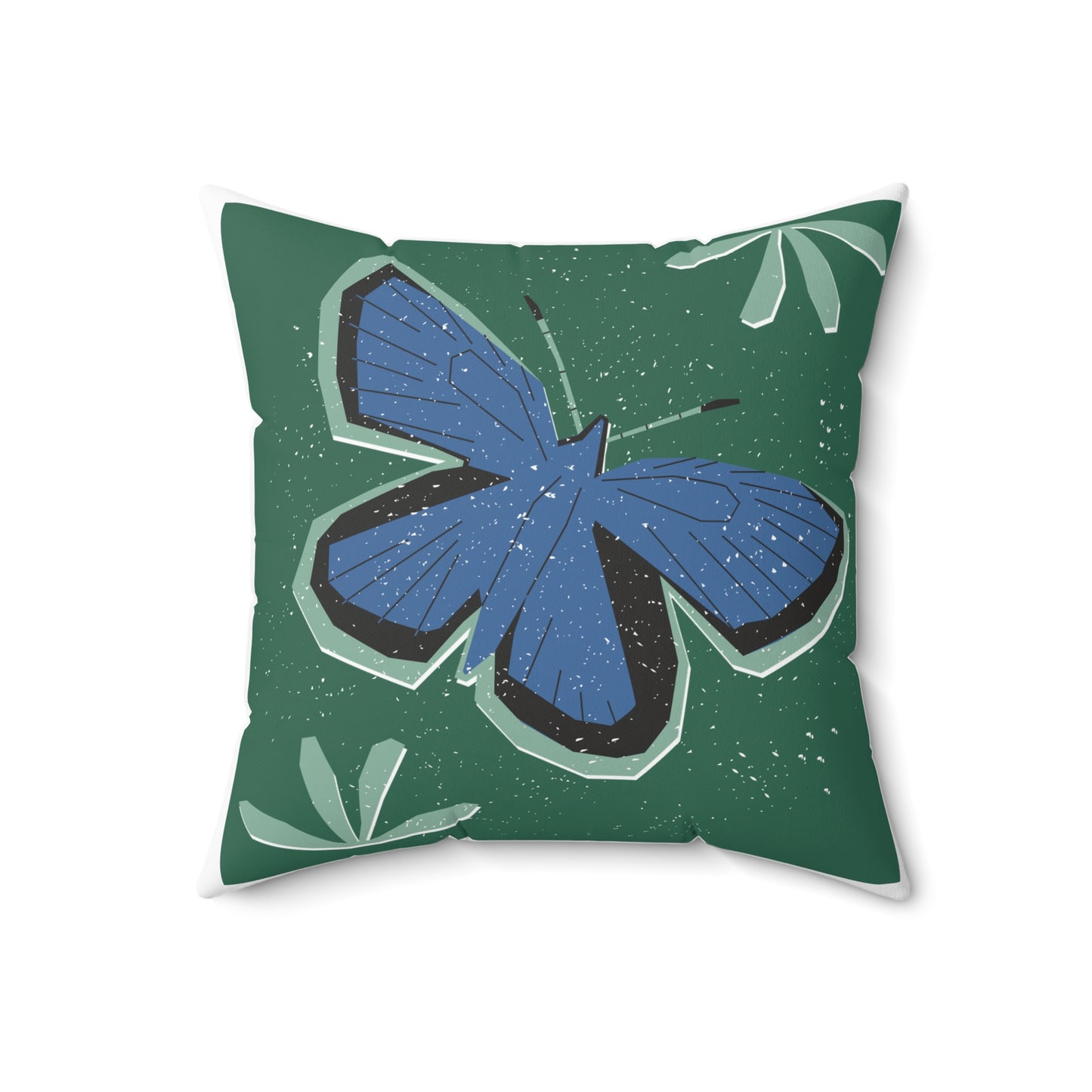 Boho Rustic Nature-Inspired Square Pillow, Decorative Cushion, Floral Home Decor, Butterfly Accent Pillow, Gift for Nature Lovers