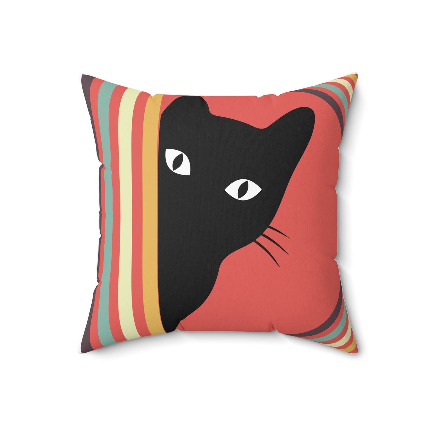 Watching You Cozy Cat-Themed Square Pillow, Cute Cat Decor, Home Accent, Pet Lover Gift, Cat Lover Gift, Colorful Throw Pillow