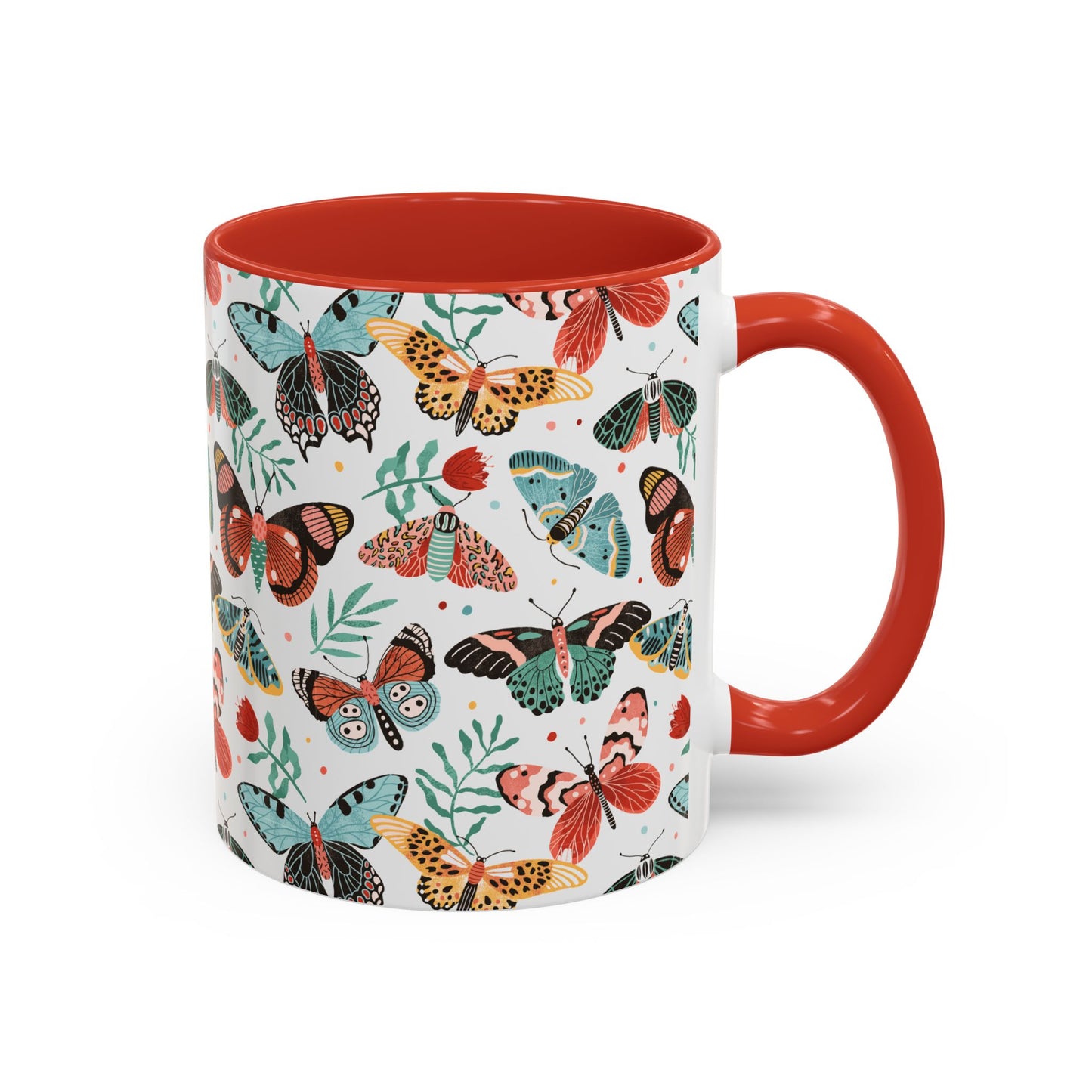 Mug Butterfly Breeze Turquoise and Rich Red