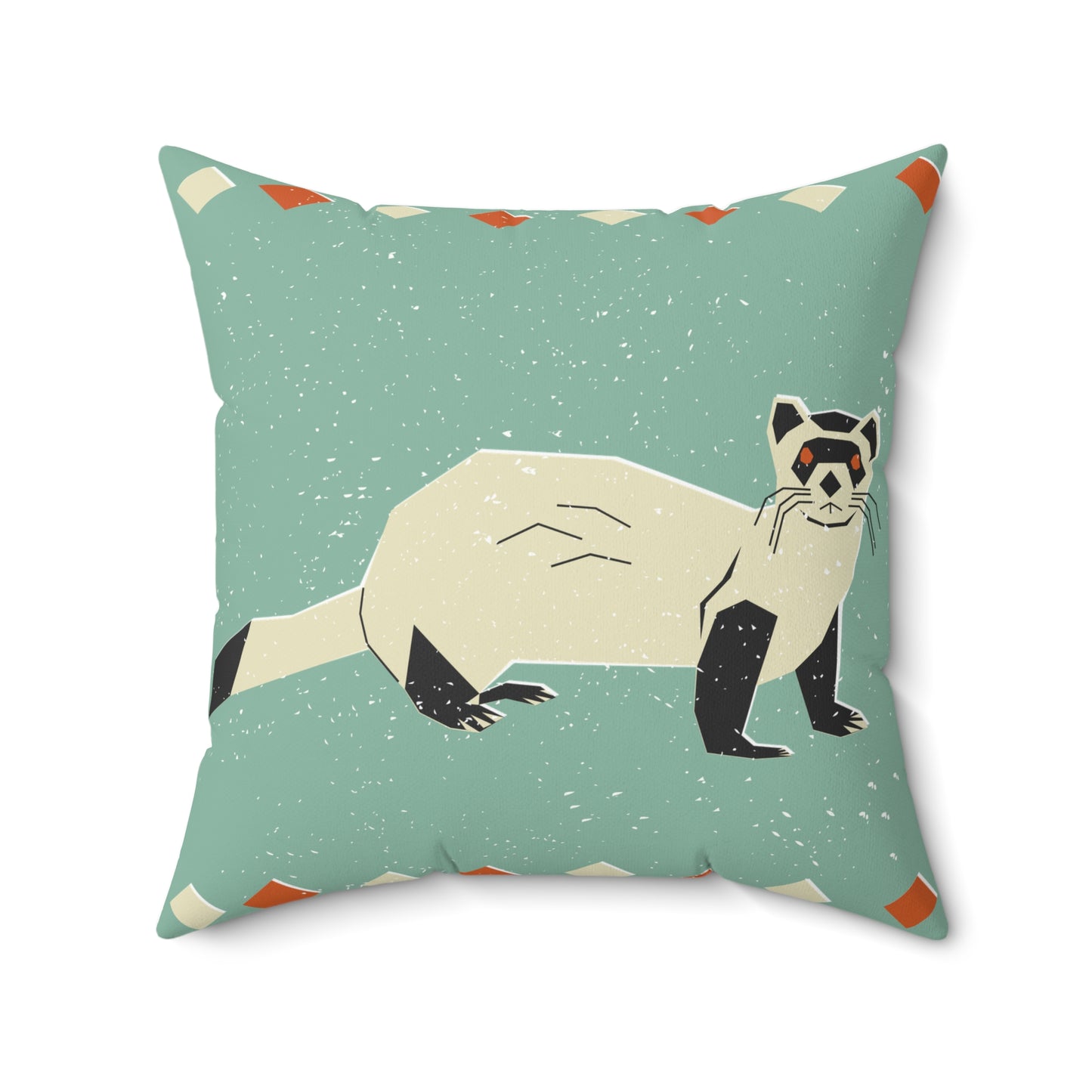 Retro Ferret Throw Pillow – Whimsical Woodland Accent