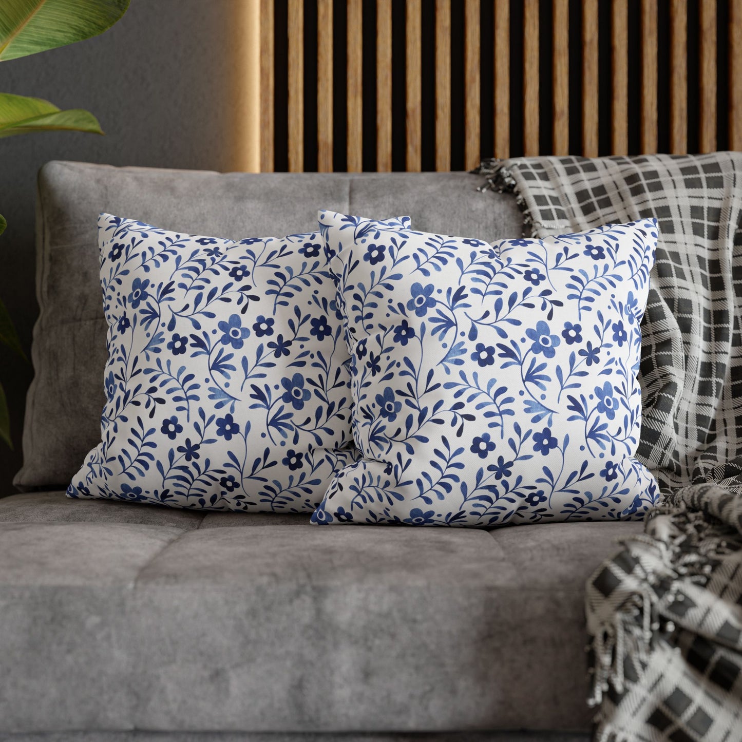 Floral Design Pillowcase - Cozy Home Decor, Decorative Cushion Cover, Blue & White Cushion, Gift for Homeowners, Floral Pillow