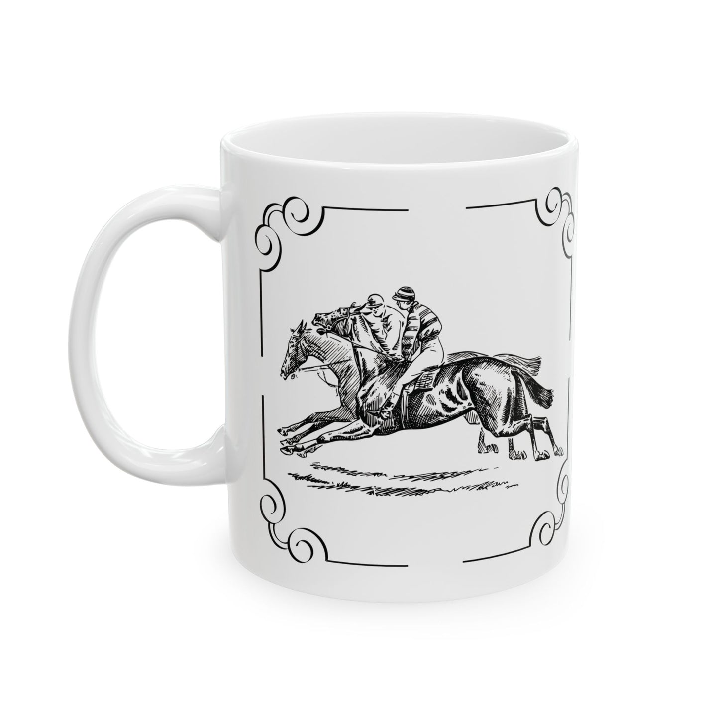 Elegant Equestrian Ceramic Mug, Horse Lover Gift, Stylish Drinkware, Unique Coffee Cup, Perfect for Home or Office
