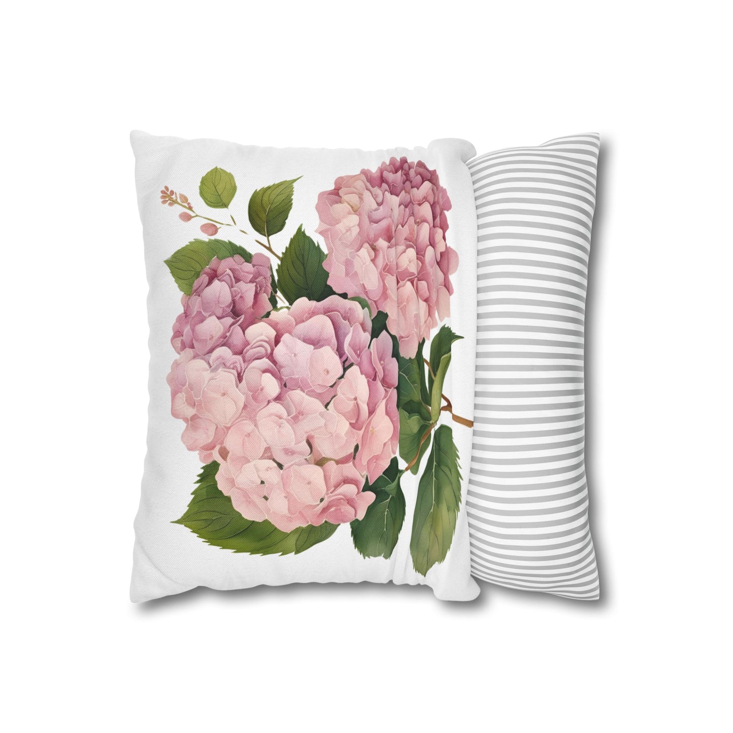 Tri Blushing Pink Floral Hydrangea Square Pillowcase - Cozy Home Decor
