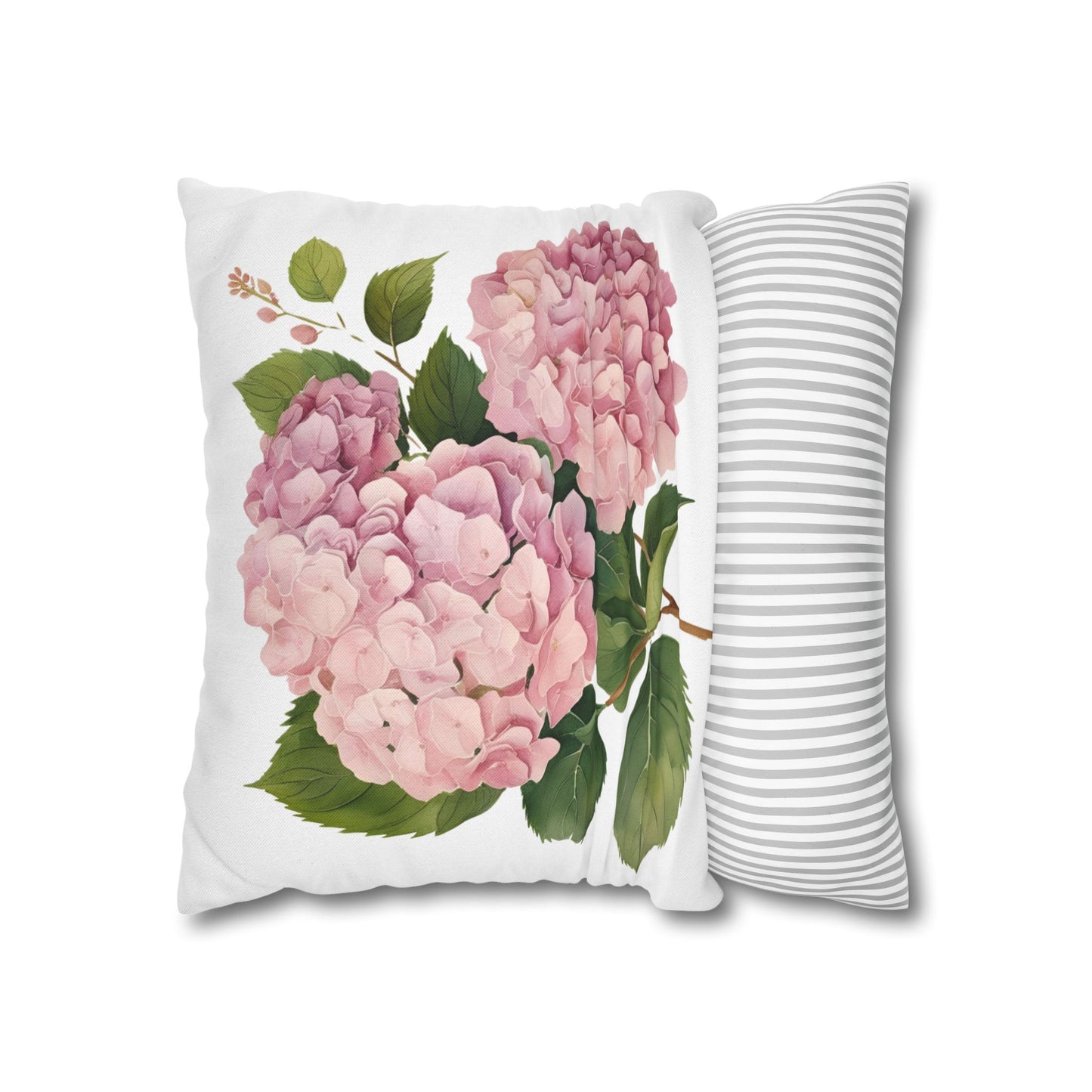 Tri Blushing Pink Floral Hydrangea Square Pillowcase - Cozy Home Decor