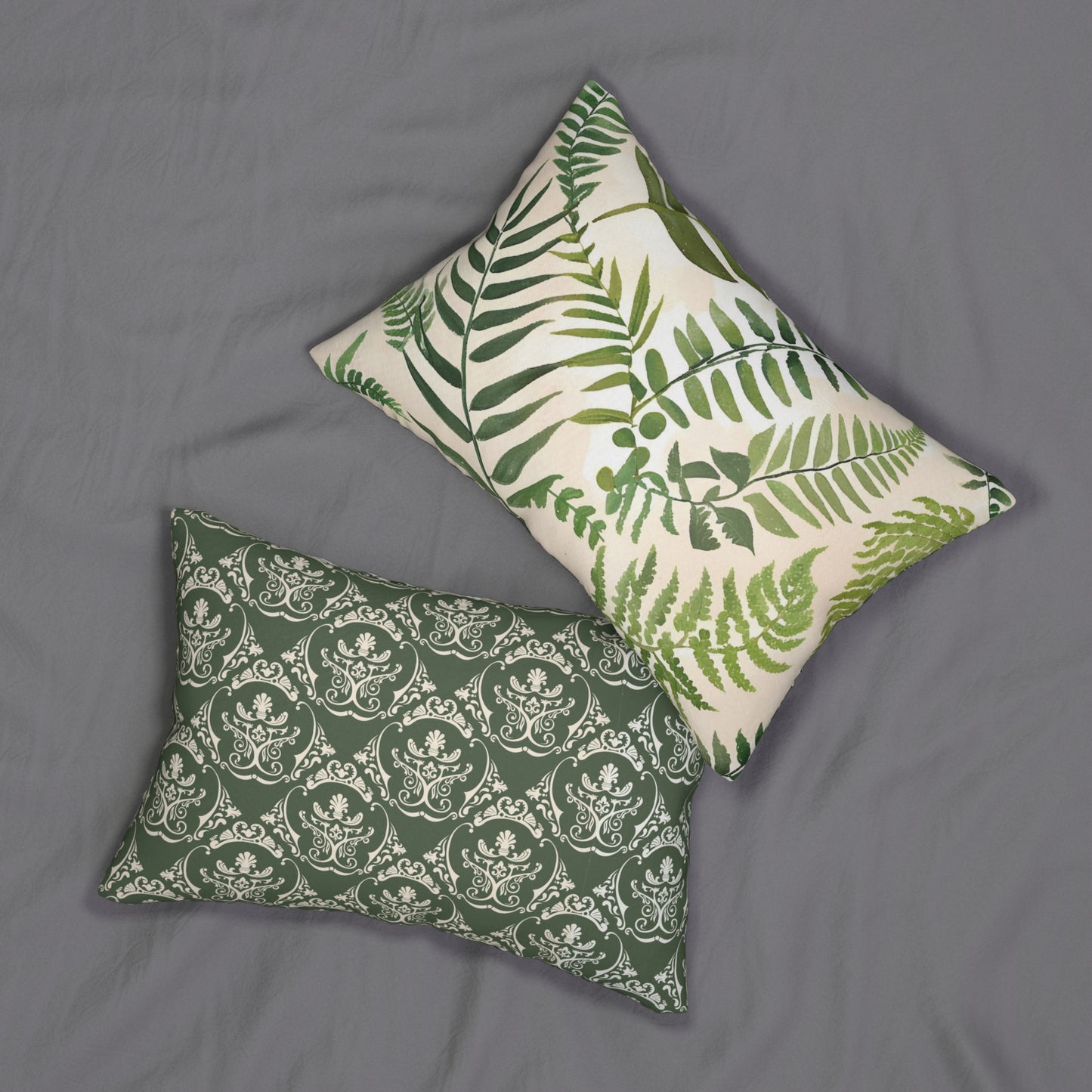 Botanical Fern Lumbar Pillow, Decorative Cushion, Home Decor, Couch Accent, Fern Print, Nature Inspired, Gift for Her, Boho Style