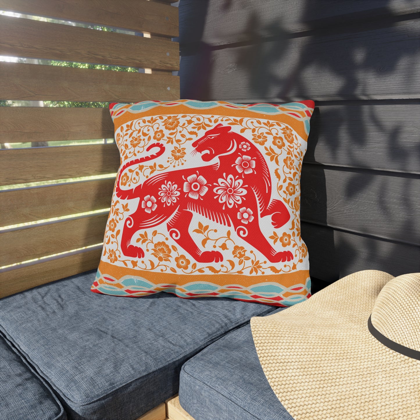 Outdoor Pillows - Vibrant Tribal Tiger Design
