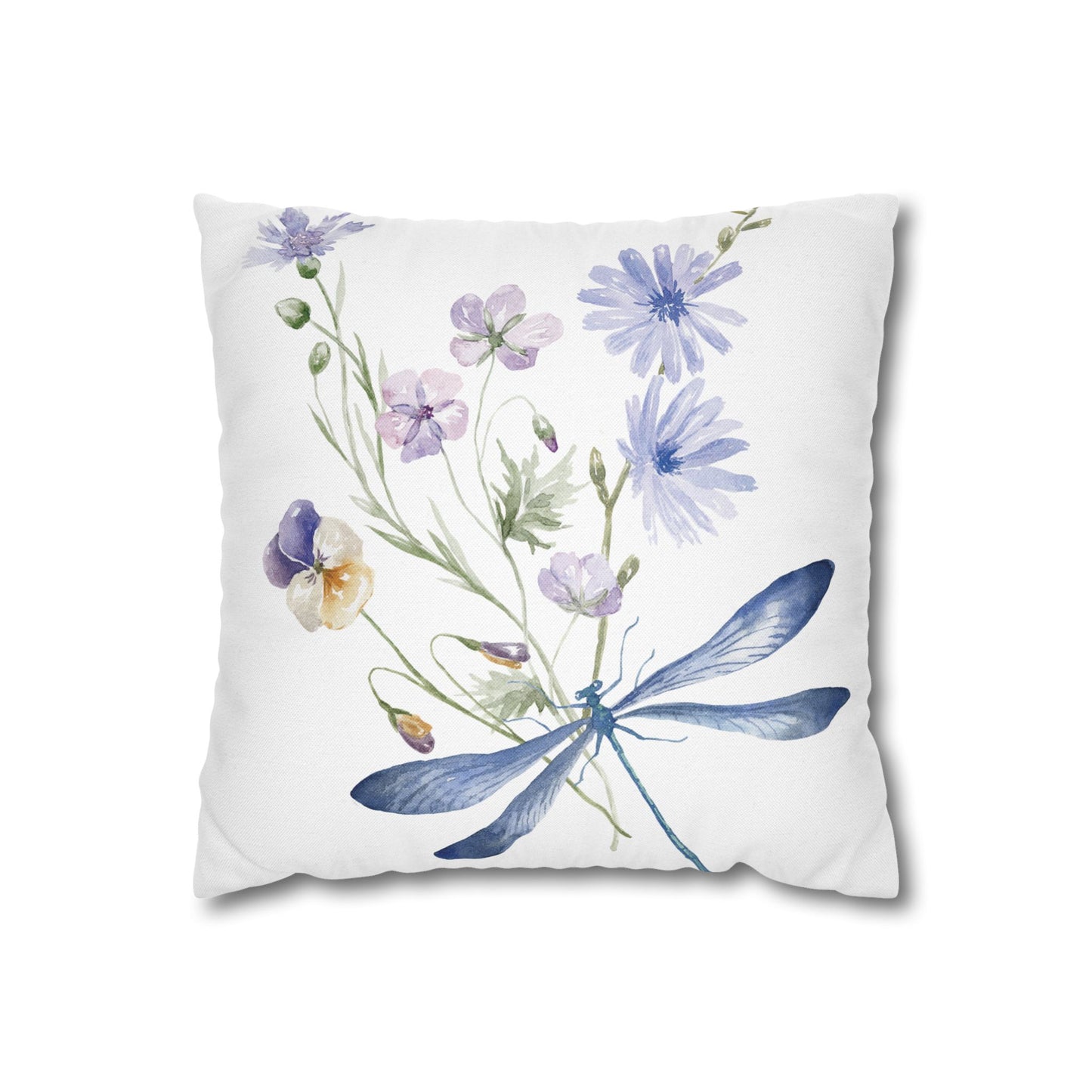 Floral Dragonfly Decorative Pillowcase | Home Décor, Gifts for Her, Couch Cushion Cover, Spring/Summer Accent, Nature Lover's Gift