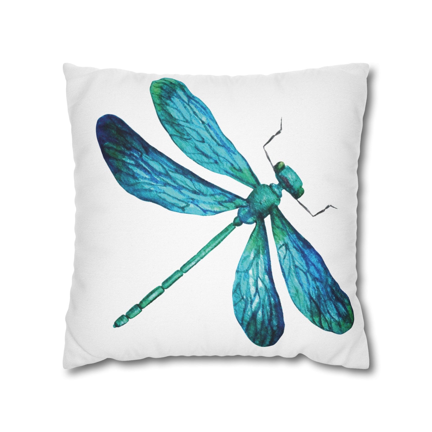 Turquoise and Blue Dragonfly Print Pillowcase, Decorative Cushion Cover, Home Decor, Gift for Nature Lovers, Boho Style, Cozy Living Room Accent