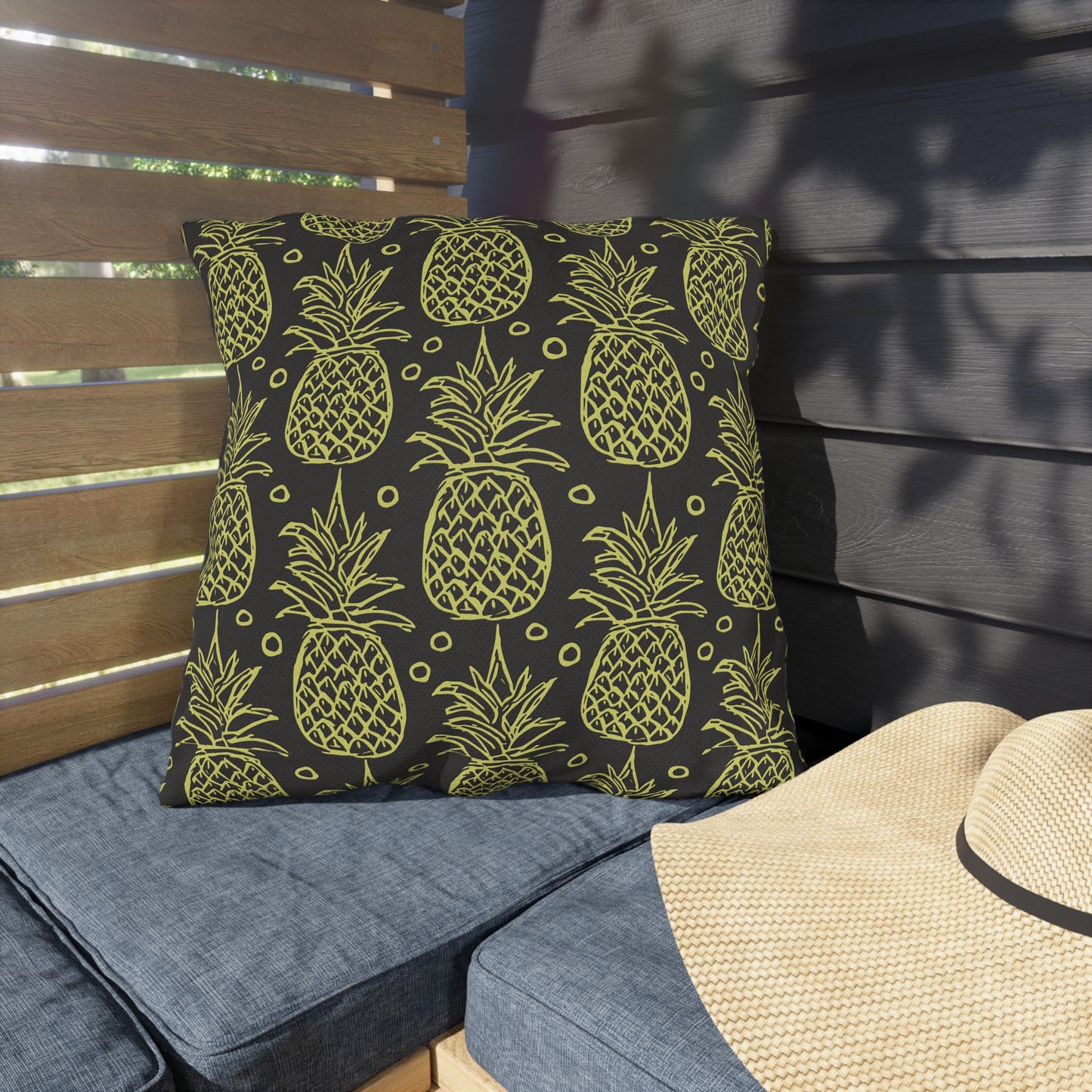 Outdoor Pillow - Tropical Welcome Pineapple Bright Yellow Summer Decor Design