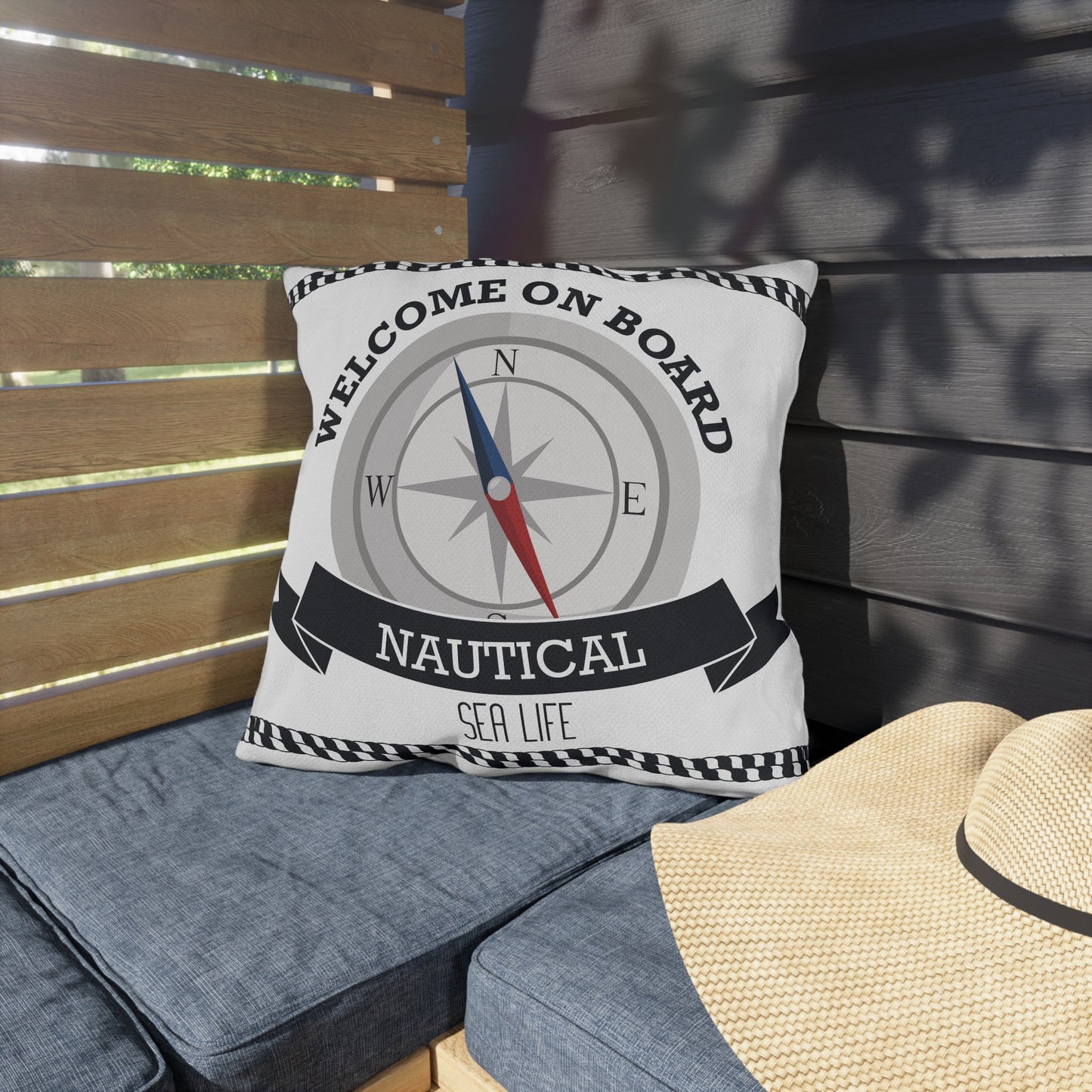Outdoor Pillows - Welcome On Board Nautical Design
