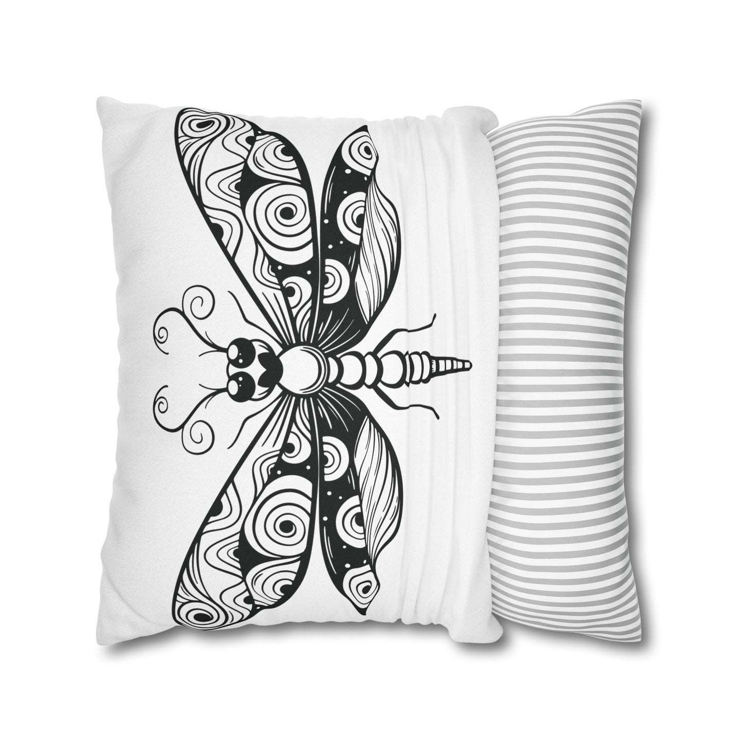 Boho Black and White Butterfly Pillowcase - Decorative Throw Pillow Cover, Home Decor, Gift for Nature Lovers, Modern Cushion, Cozy Vibe