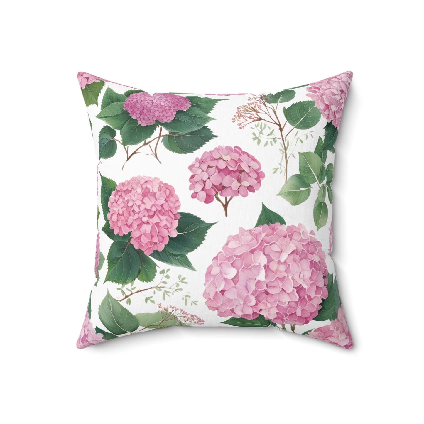 Blush Bloom – Pink Hydrangea Square Pillow