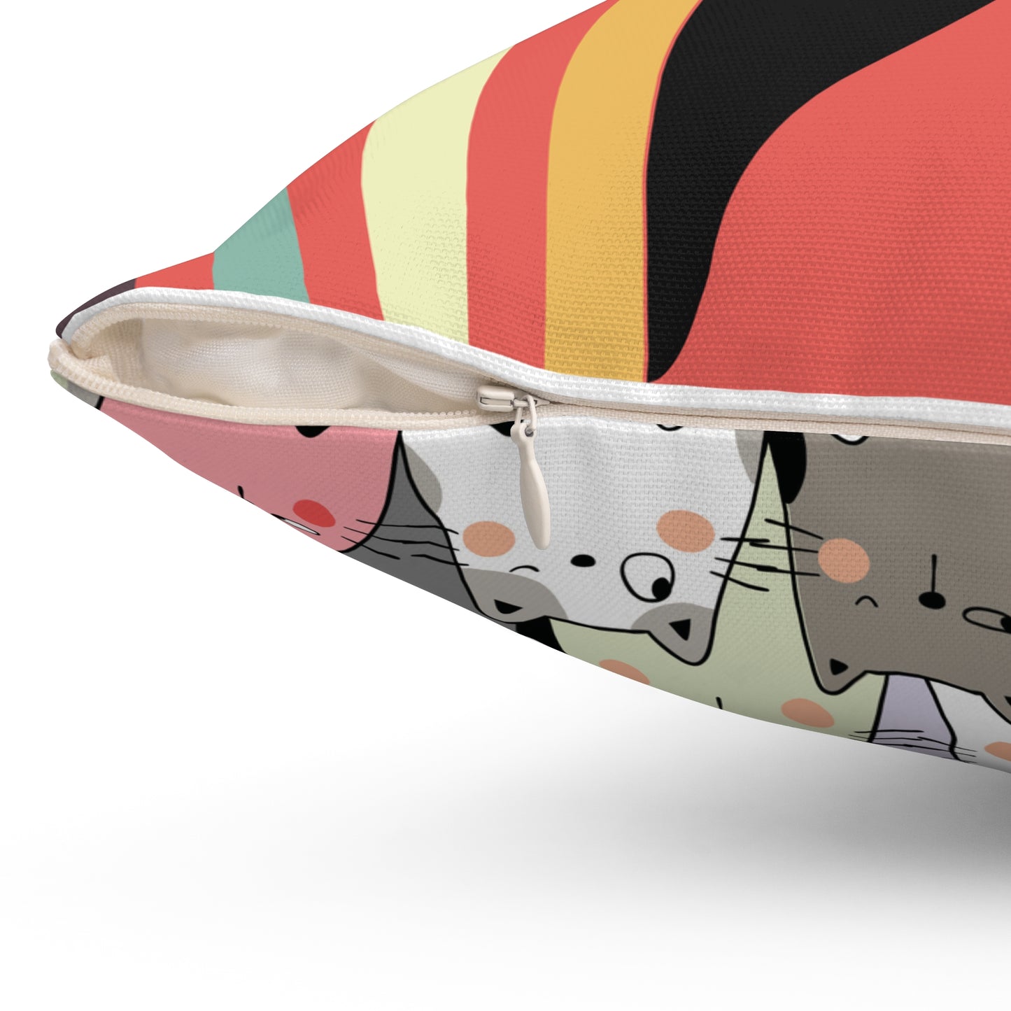 Watching You Cozy Cat-Themed Square Pillow, Cute Cat Decor, Home Accent, Pet Lover Gift, Cat Lover Gift, Colorful Throw Pillow